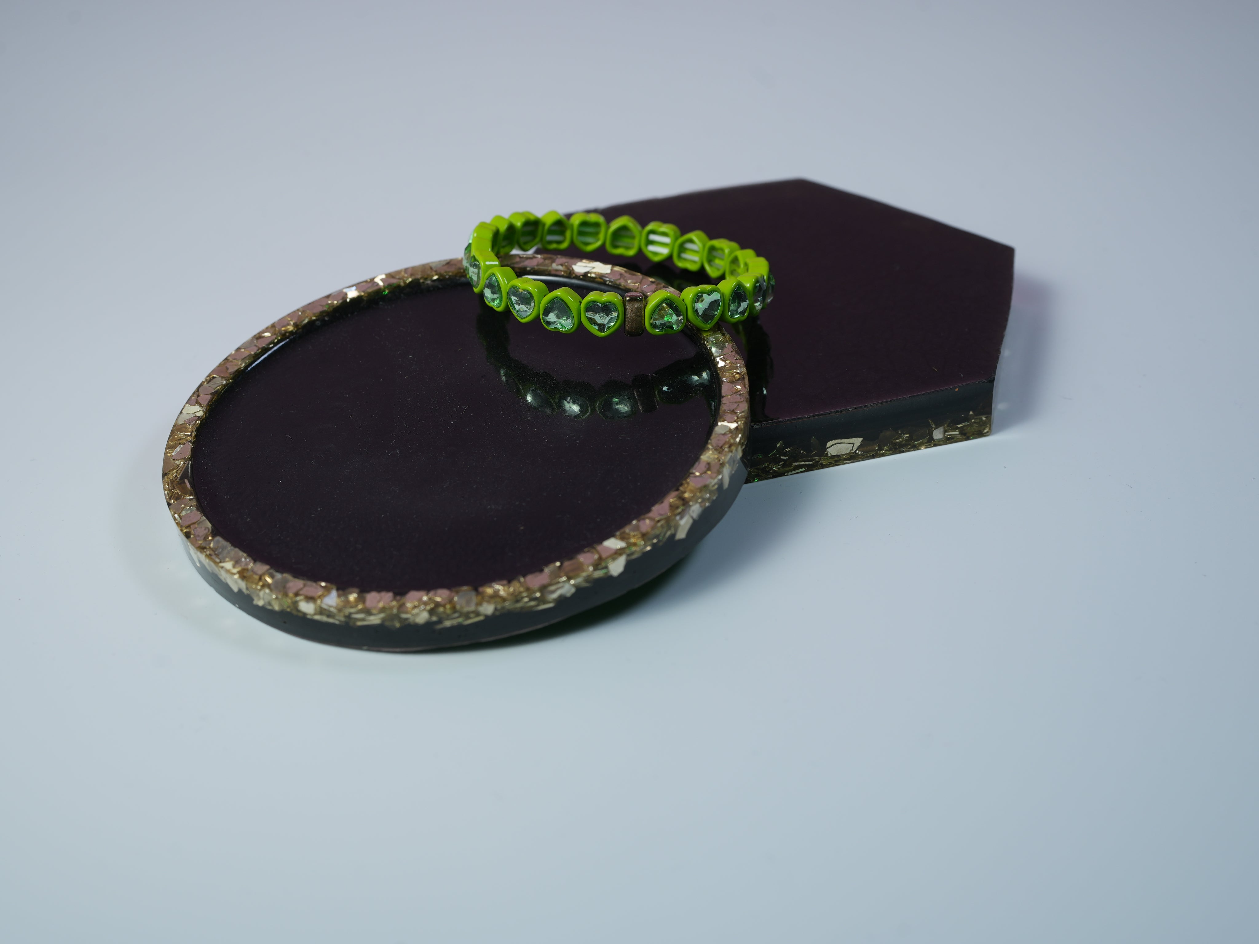 Heart elastic bracelet green