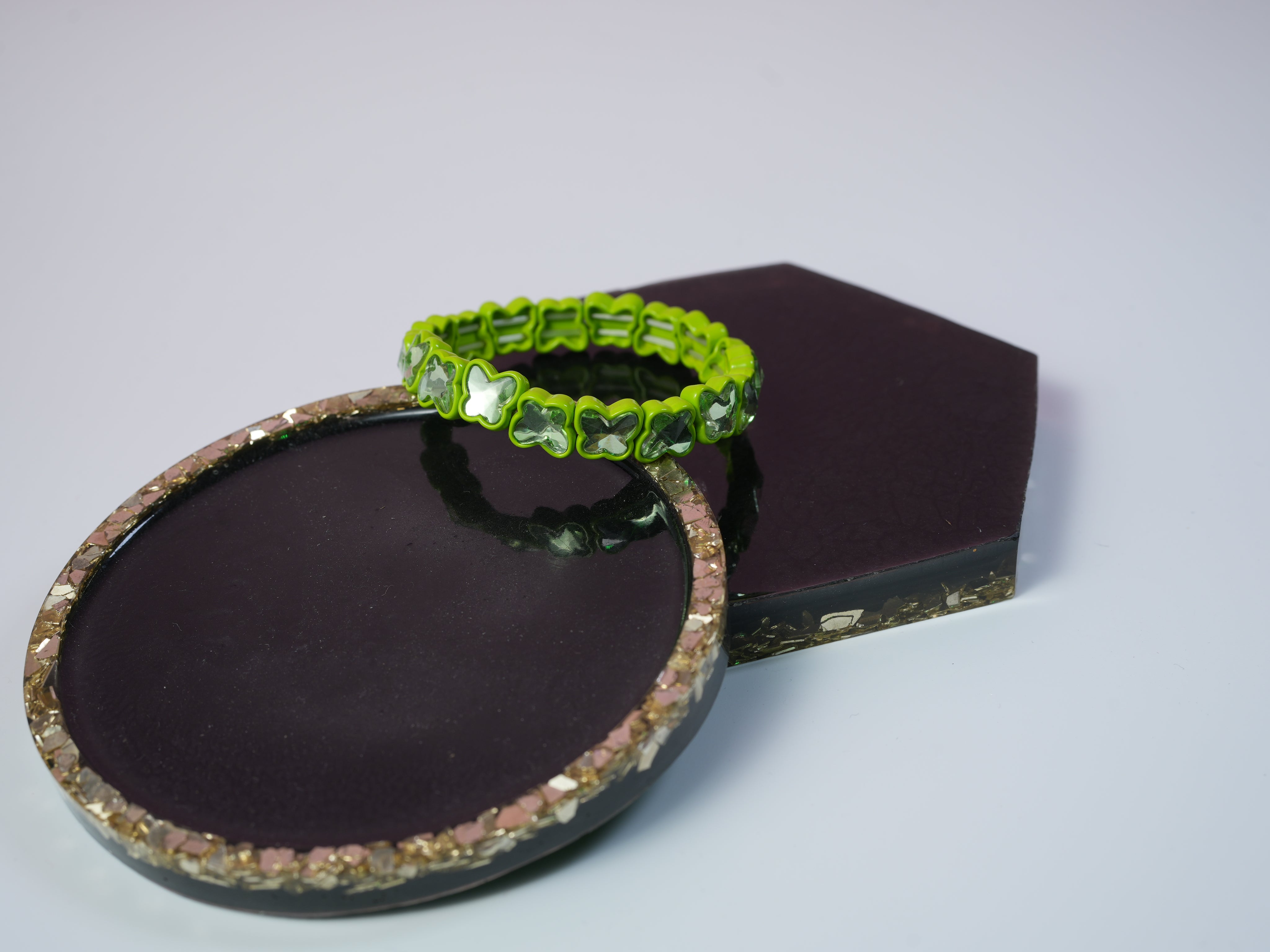Butterfly elastic bracelet green