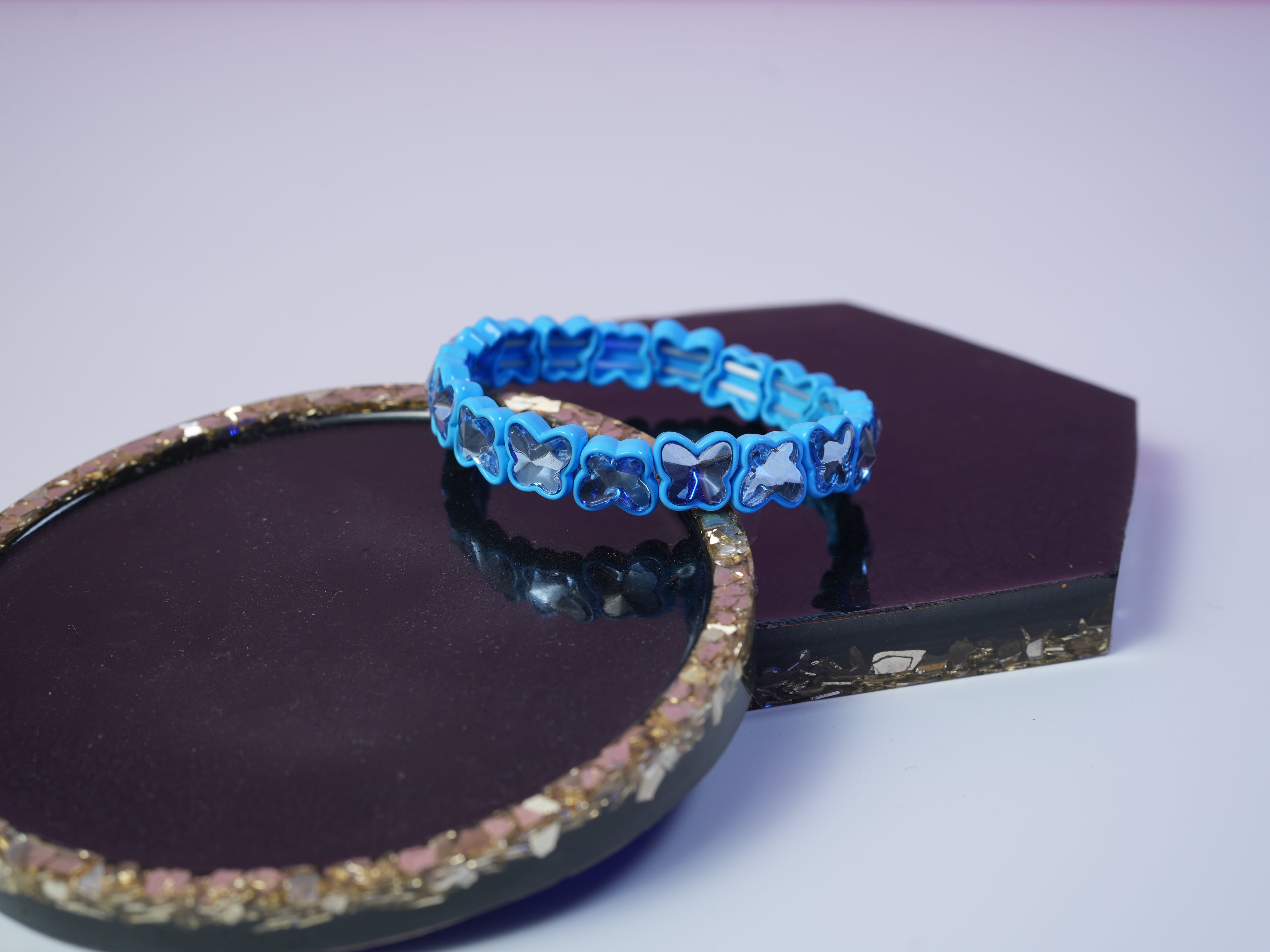Butterfly elastic bracelet blue