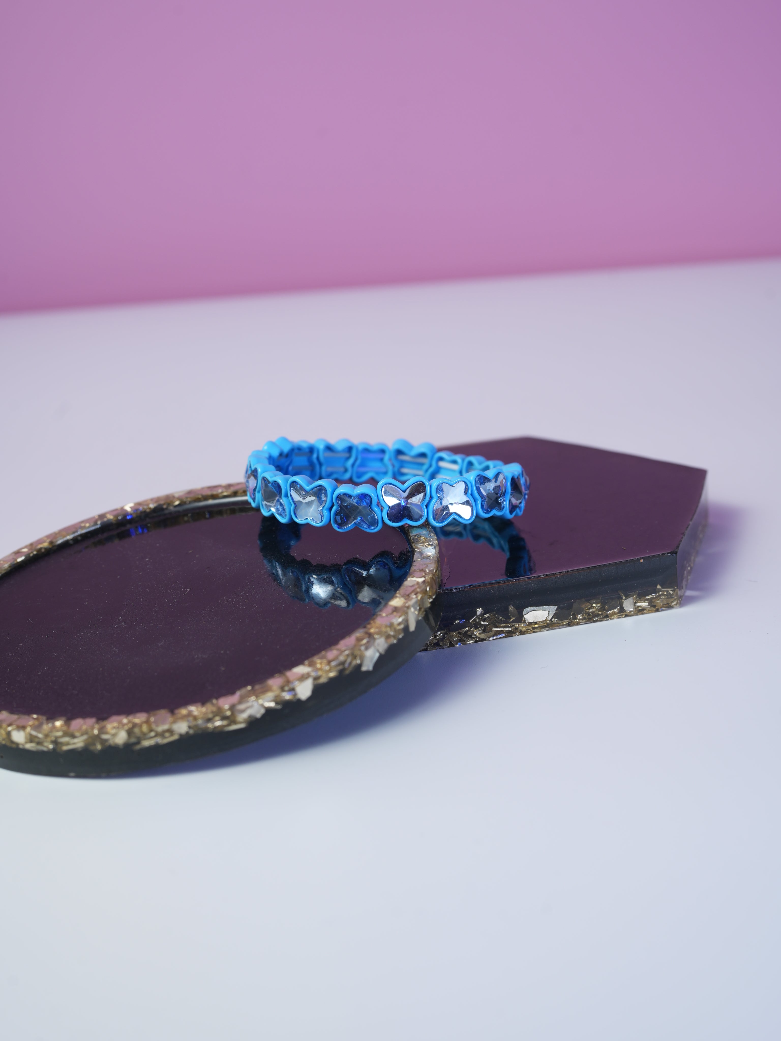 Butterfly elastic bracelet blue