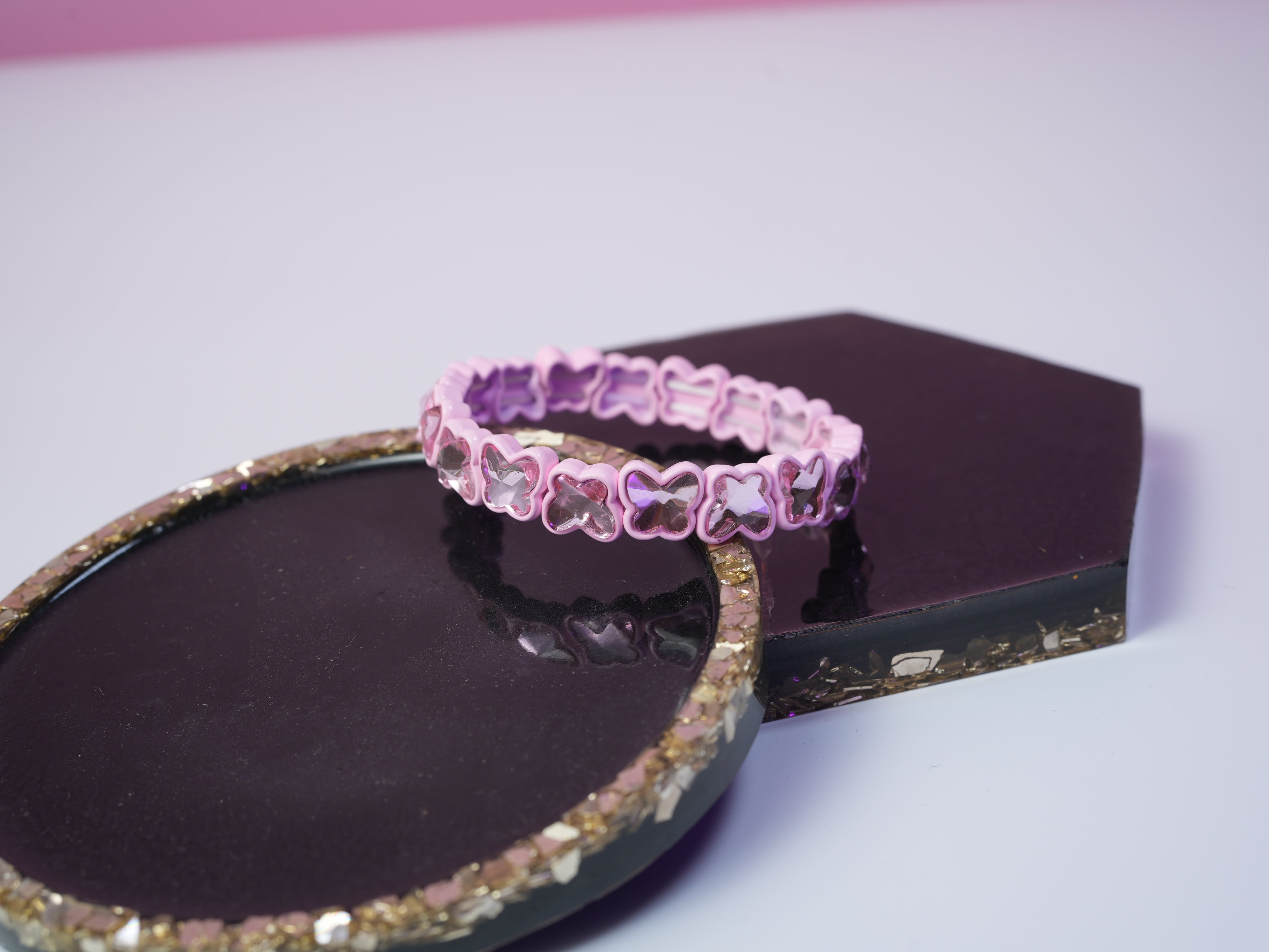 Butterfly elastic bracelet baby pink