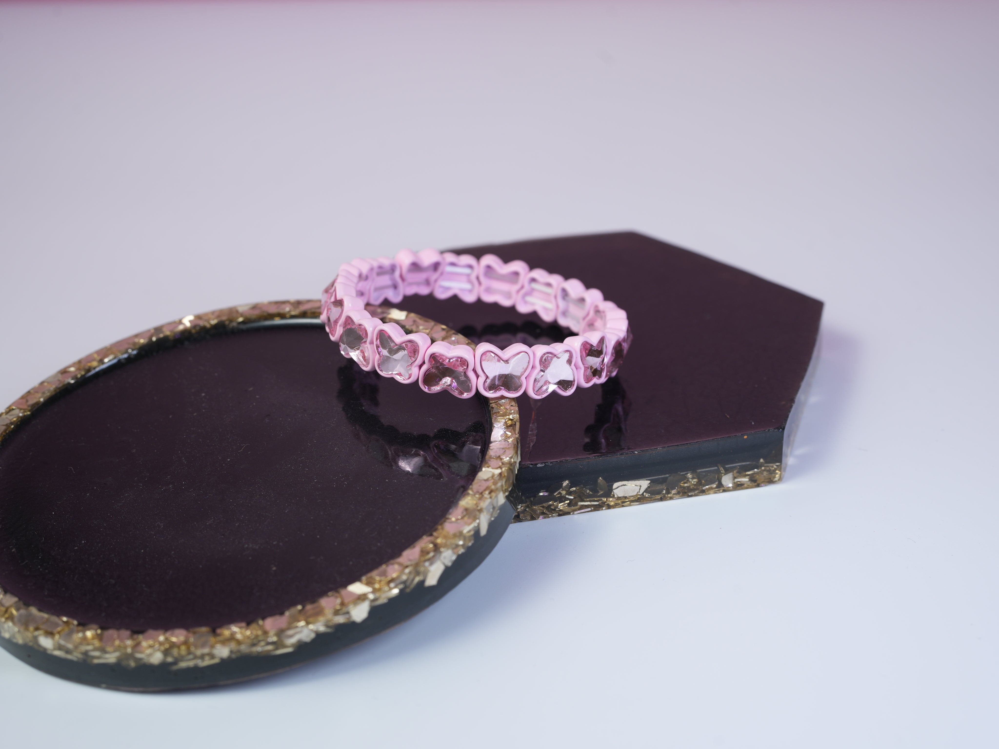 Butterfly elastic bracelet baby pink