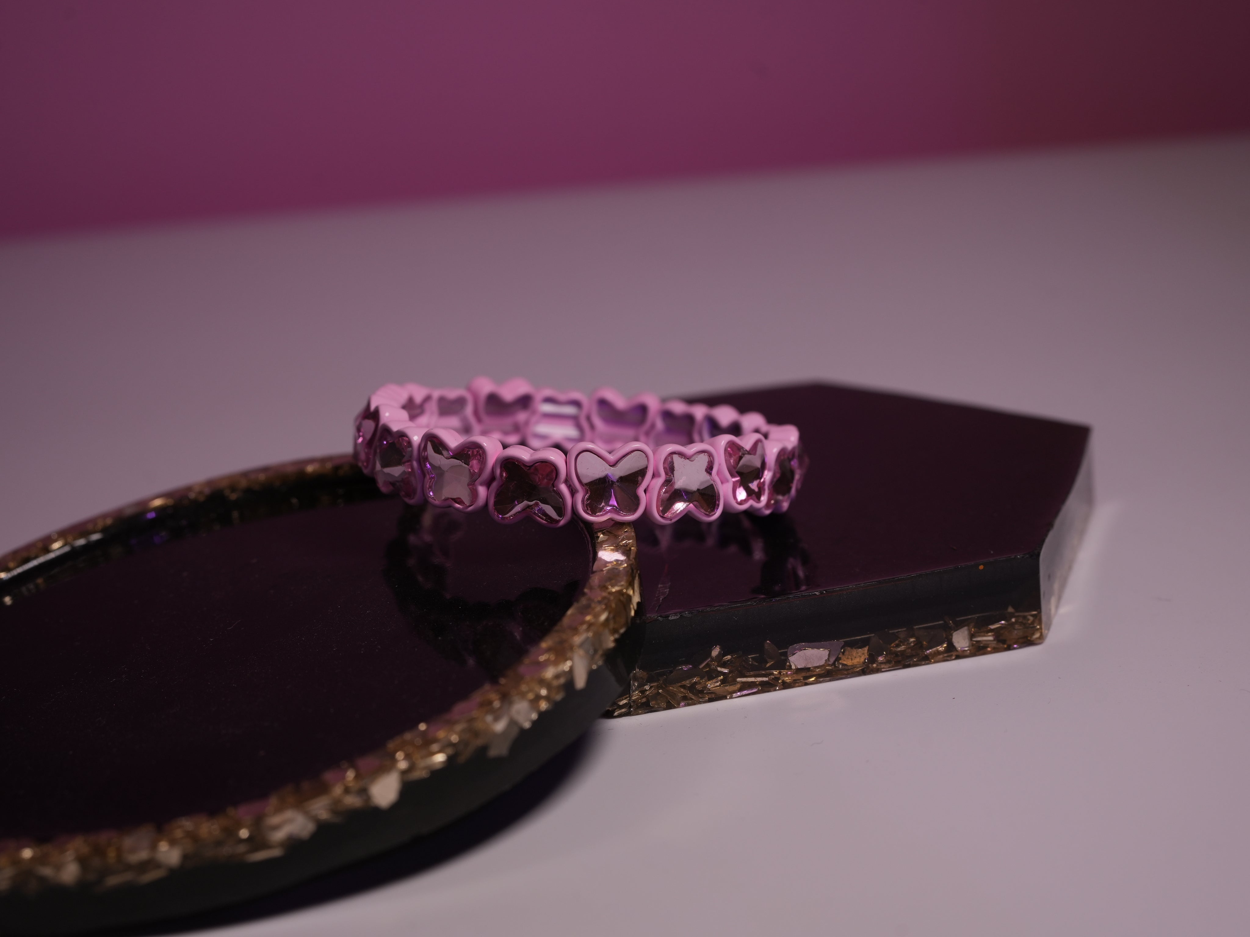 Butterfly elastic bracelet baby pink