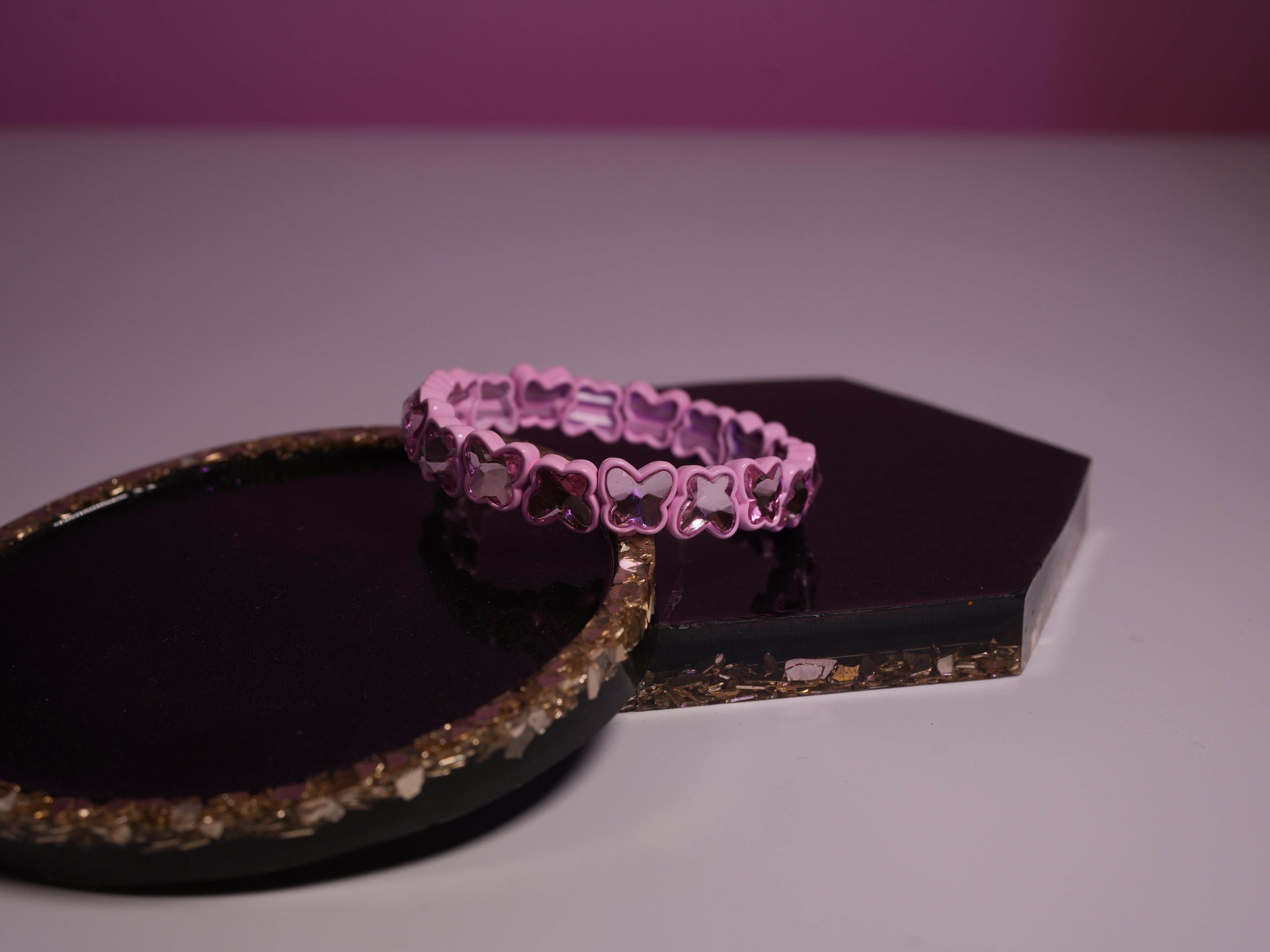 Butterfly elastic bracelet baby pink