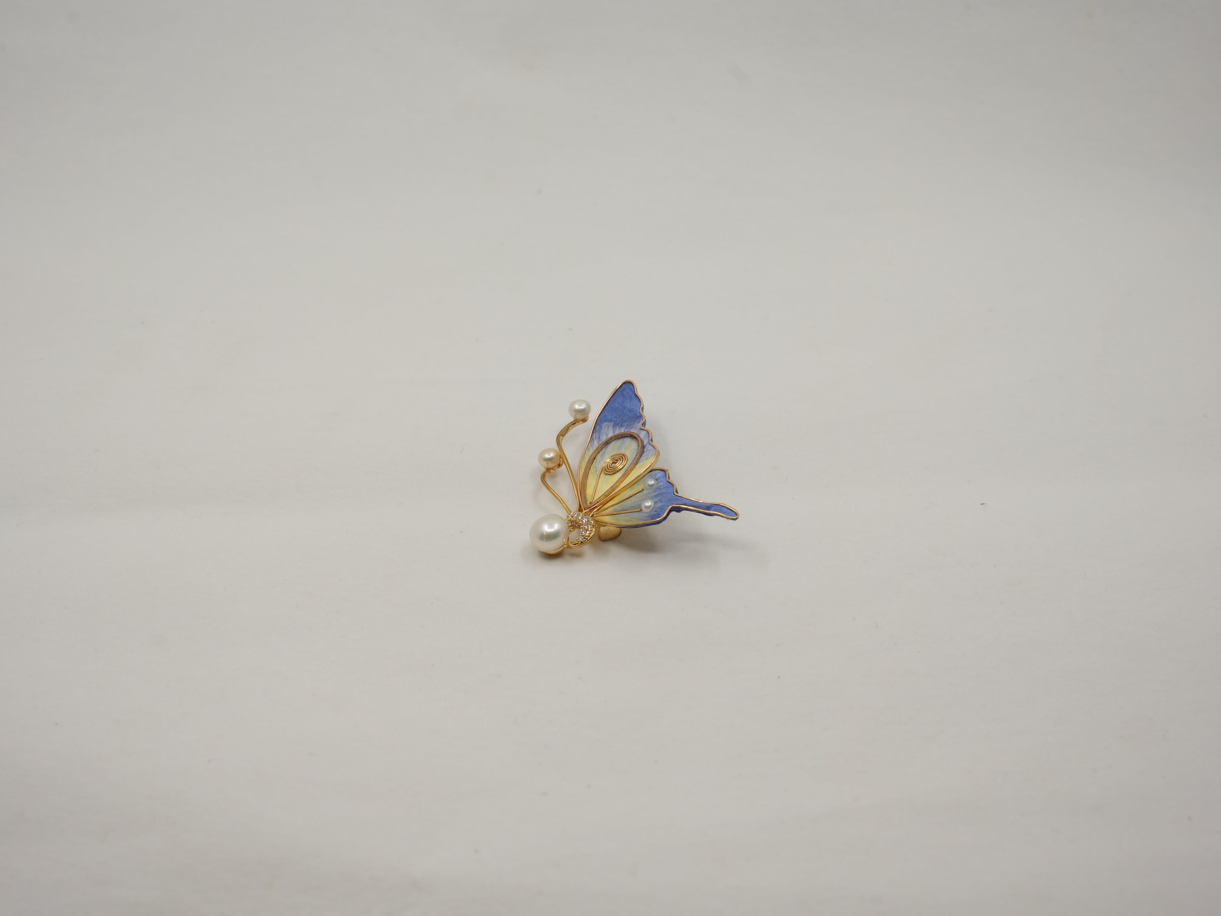 Half wing pearl brooch