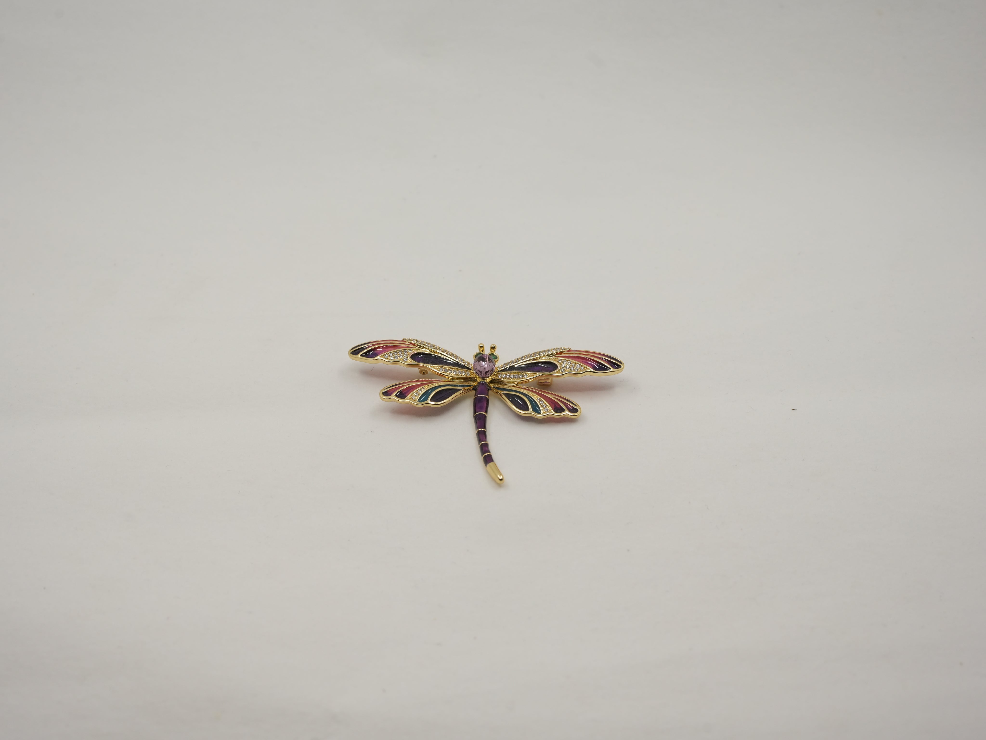 Purple enamel dragonfly brooch