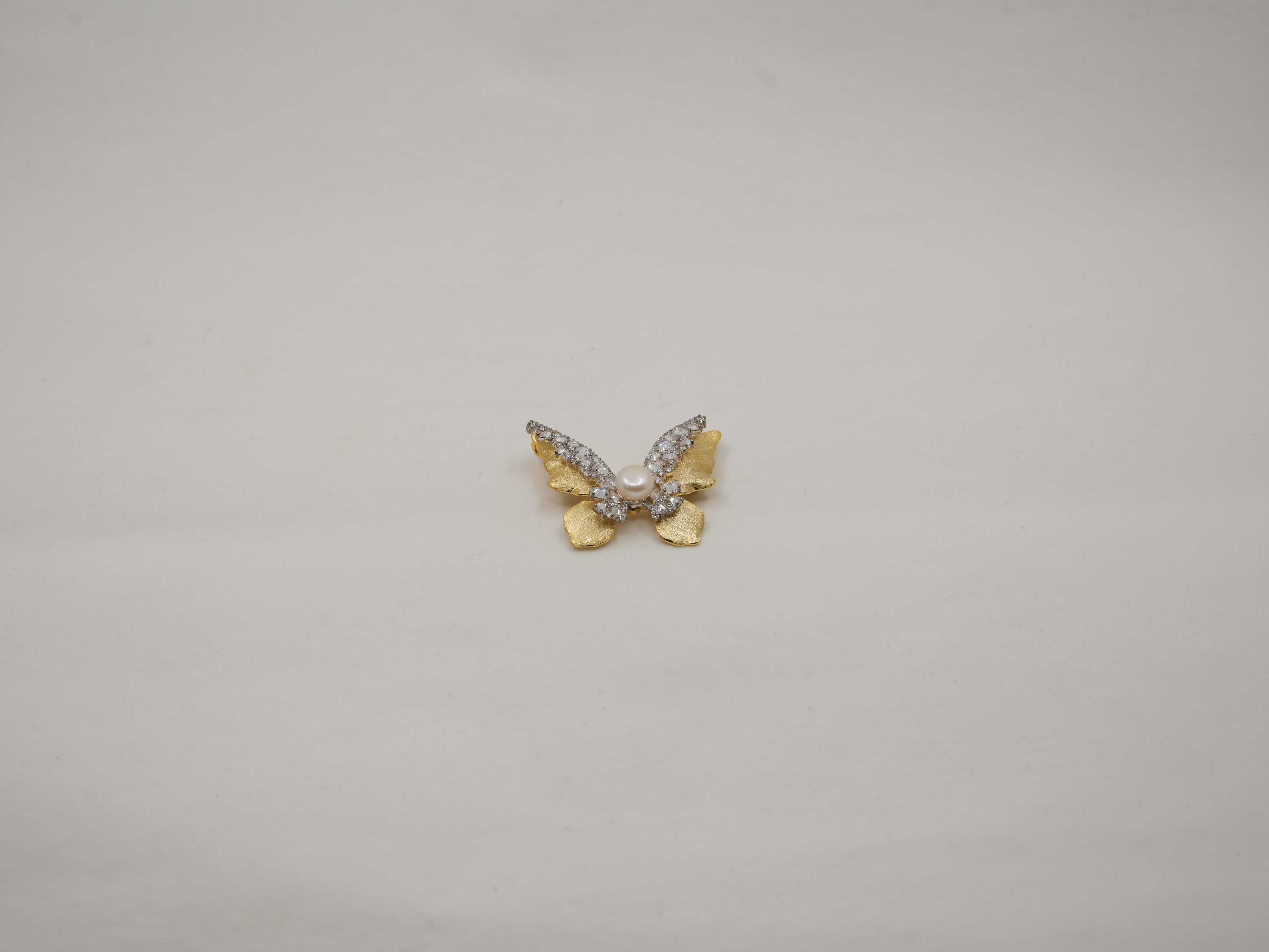 Gold & diamond butterfly brooch