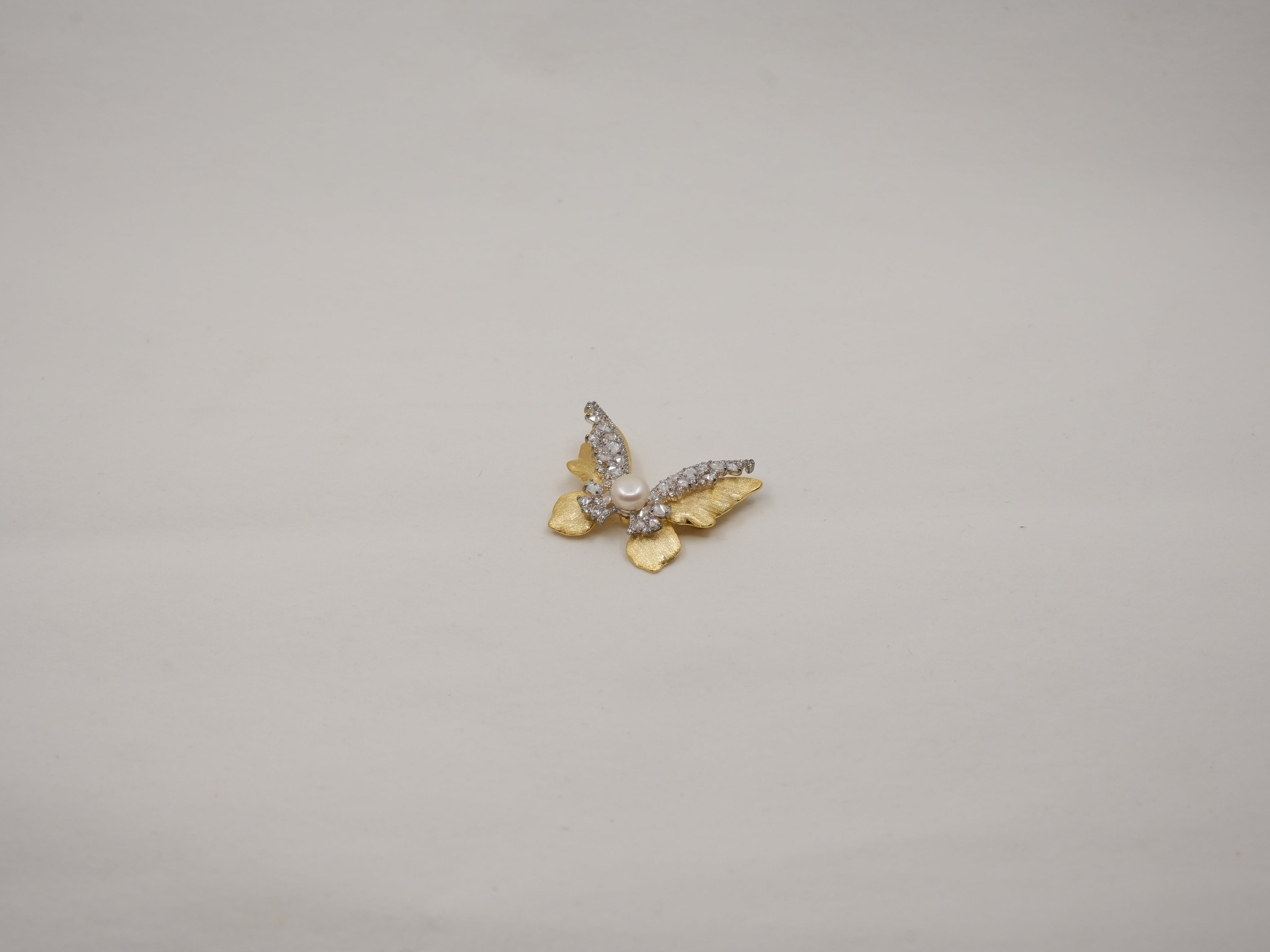 Gold & diamond butterfly brooch