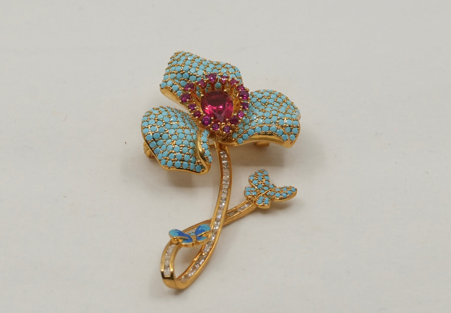 Turquoise Bloom butterfly brooch