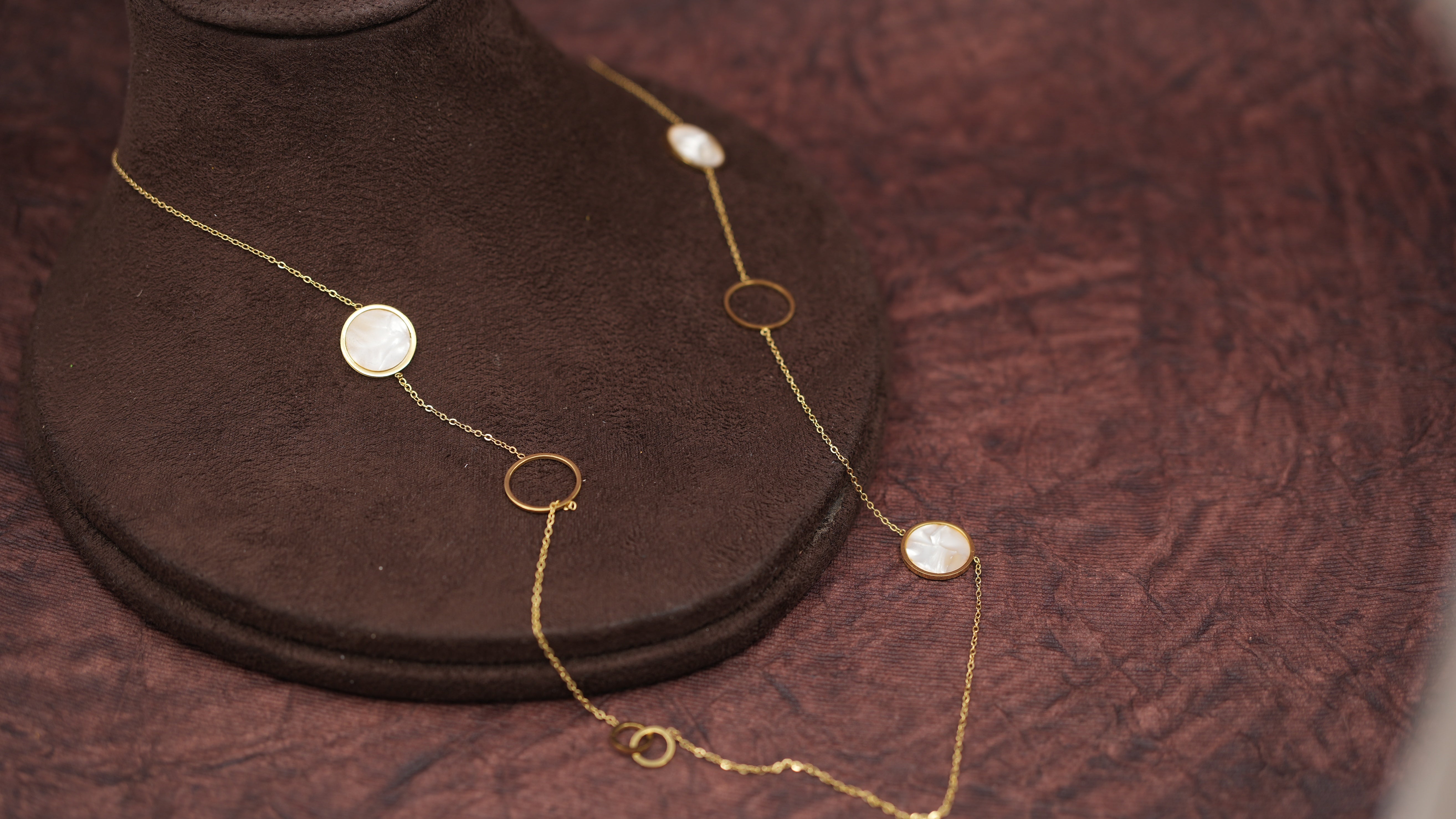 White Circular Shaped Long Necklace