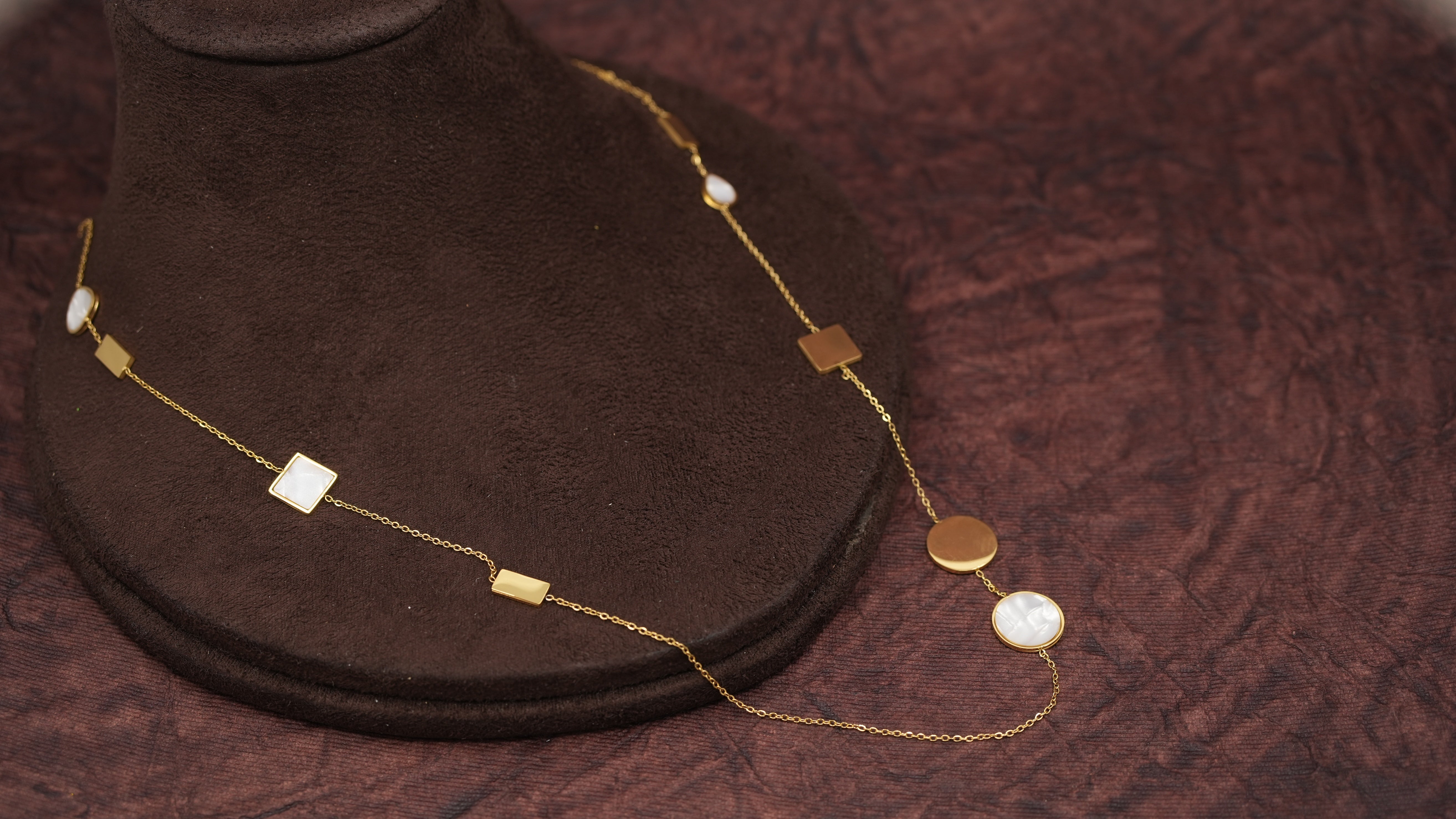 White Dual Shaped Long Necklace