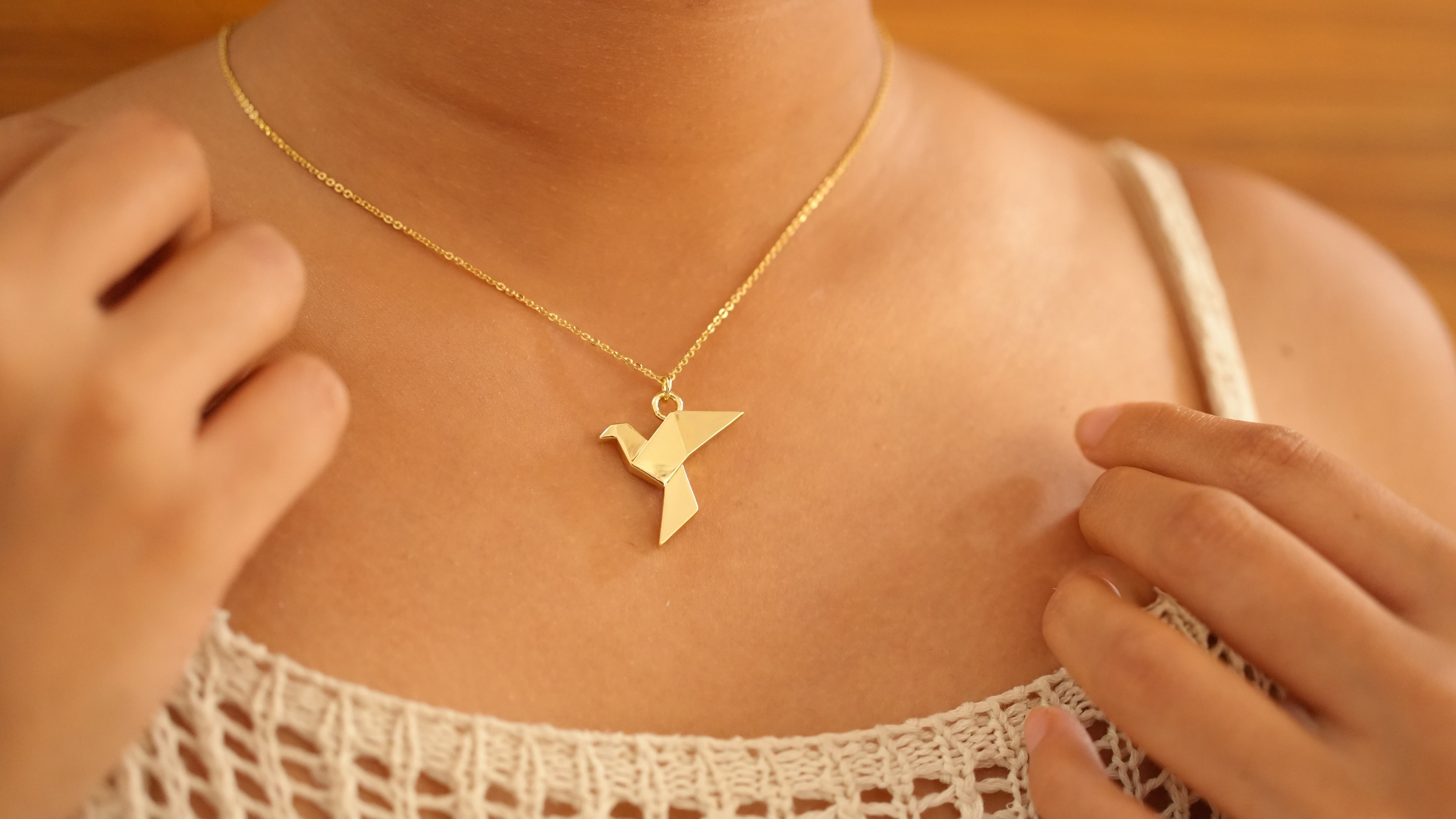 Flying Bird Origami Necklace