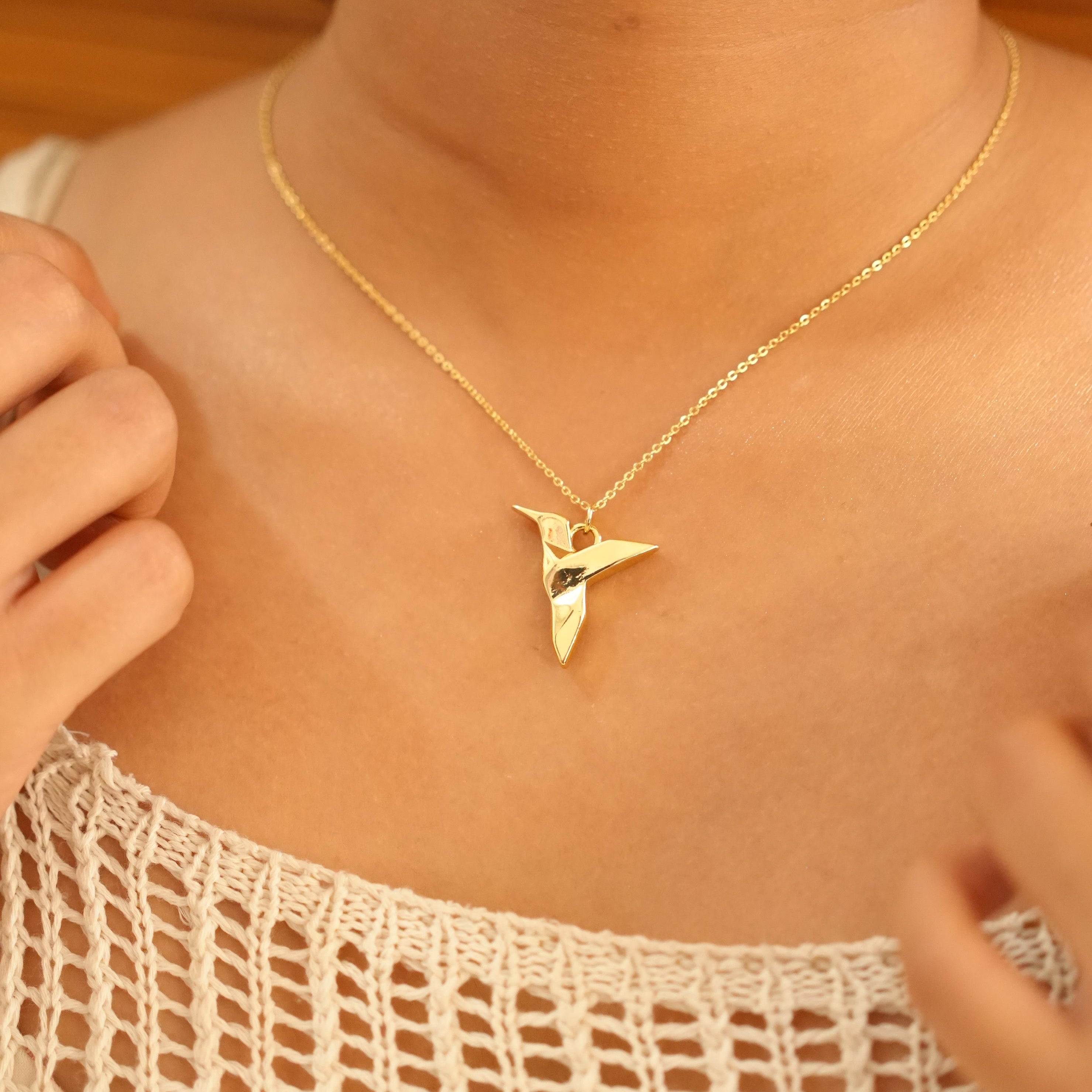 Humming Bird Origami Necklace