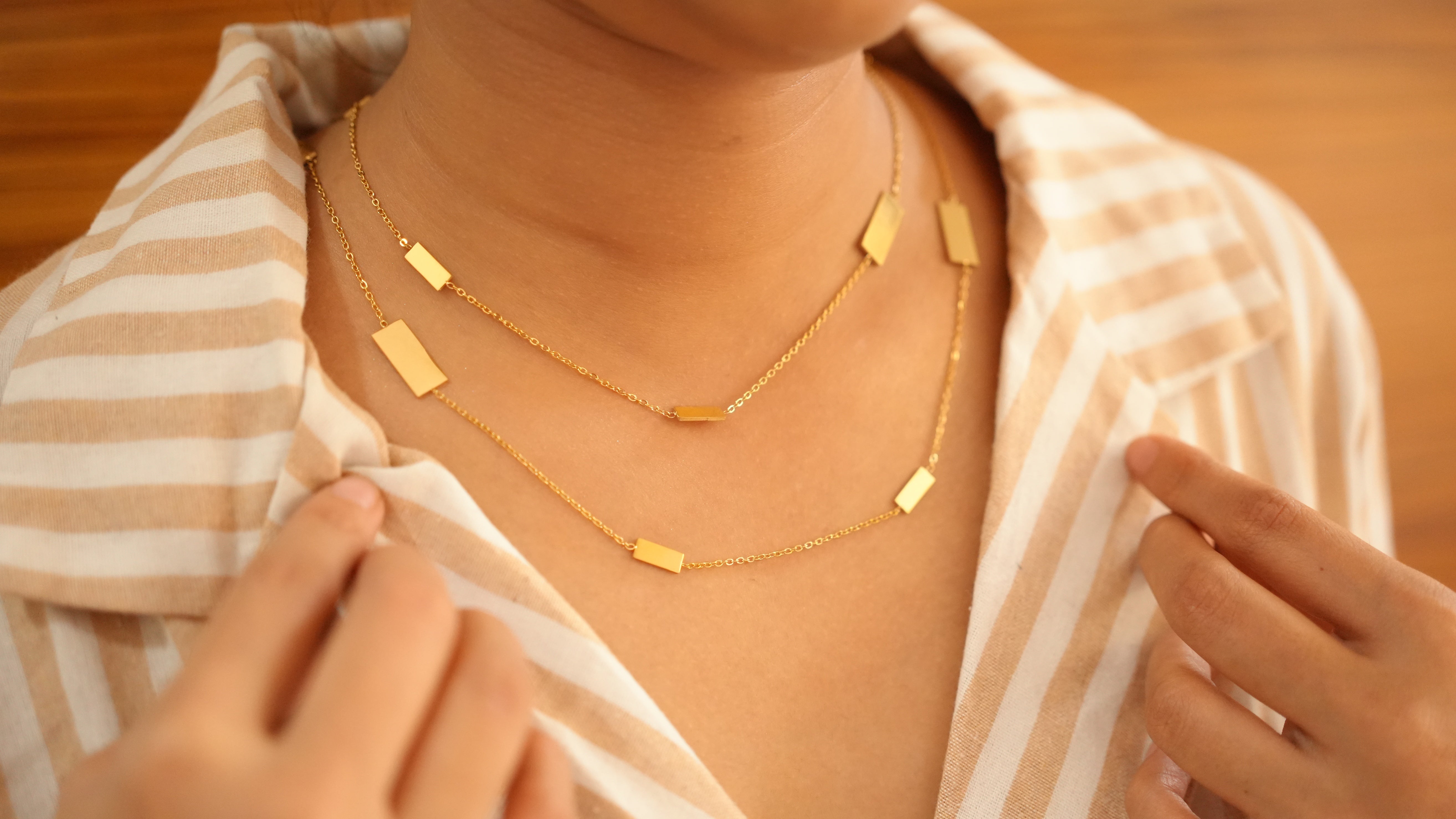 Rectangle Shaped Long Necklace