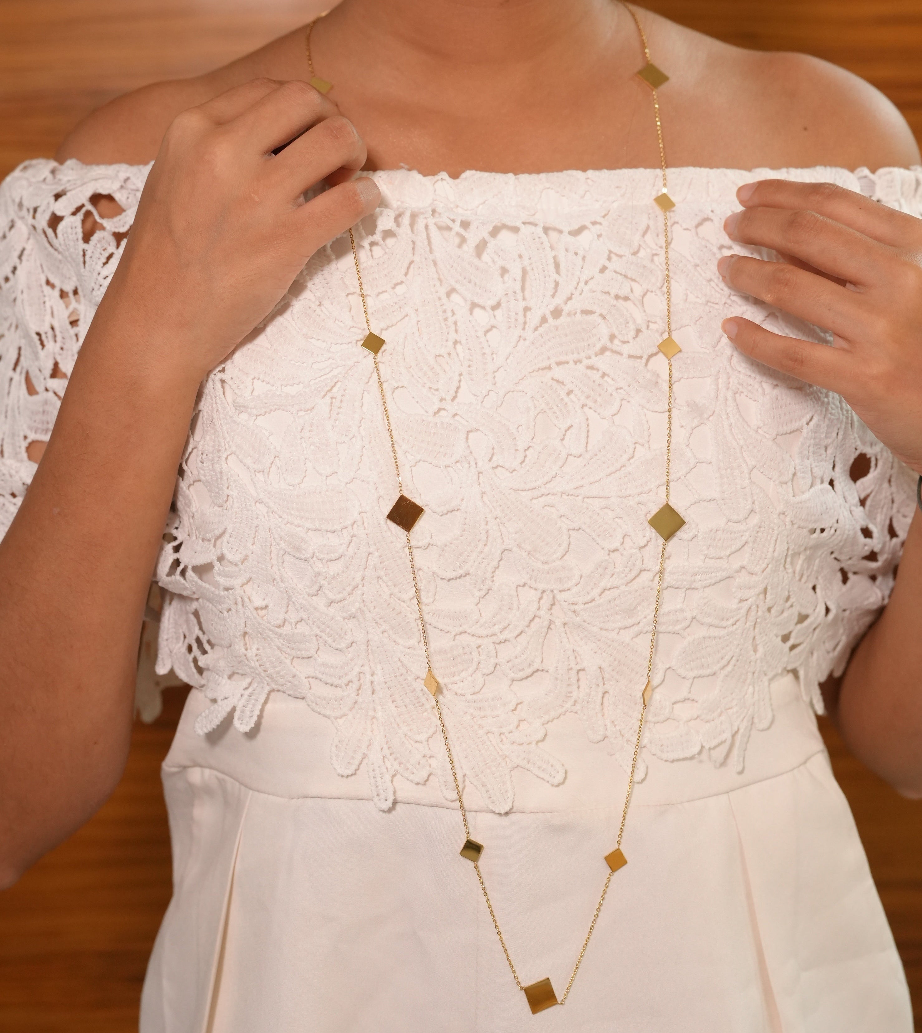 Square Shaped Long Necklace