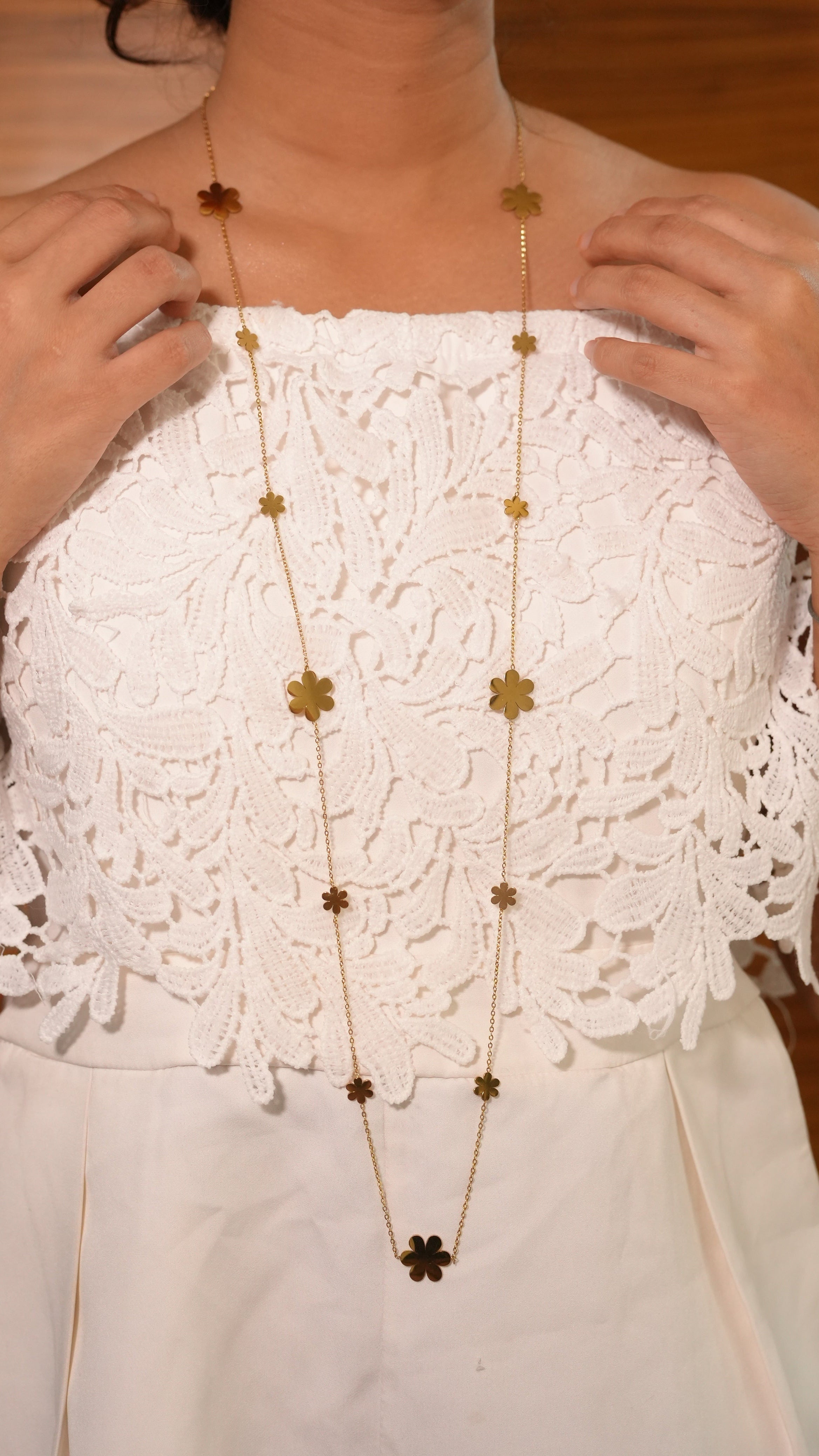 Floral Shaped Long Necklace