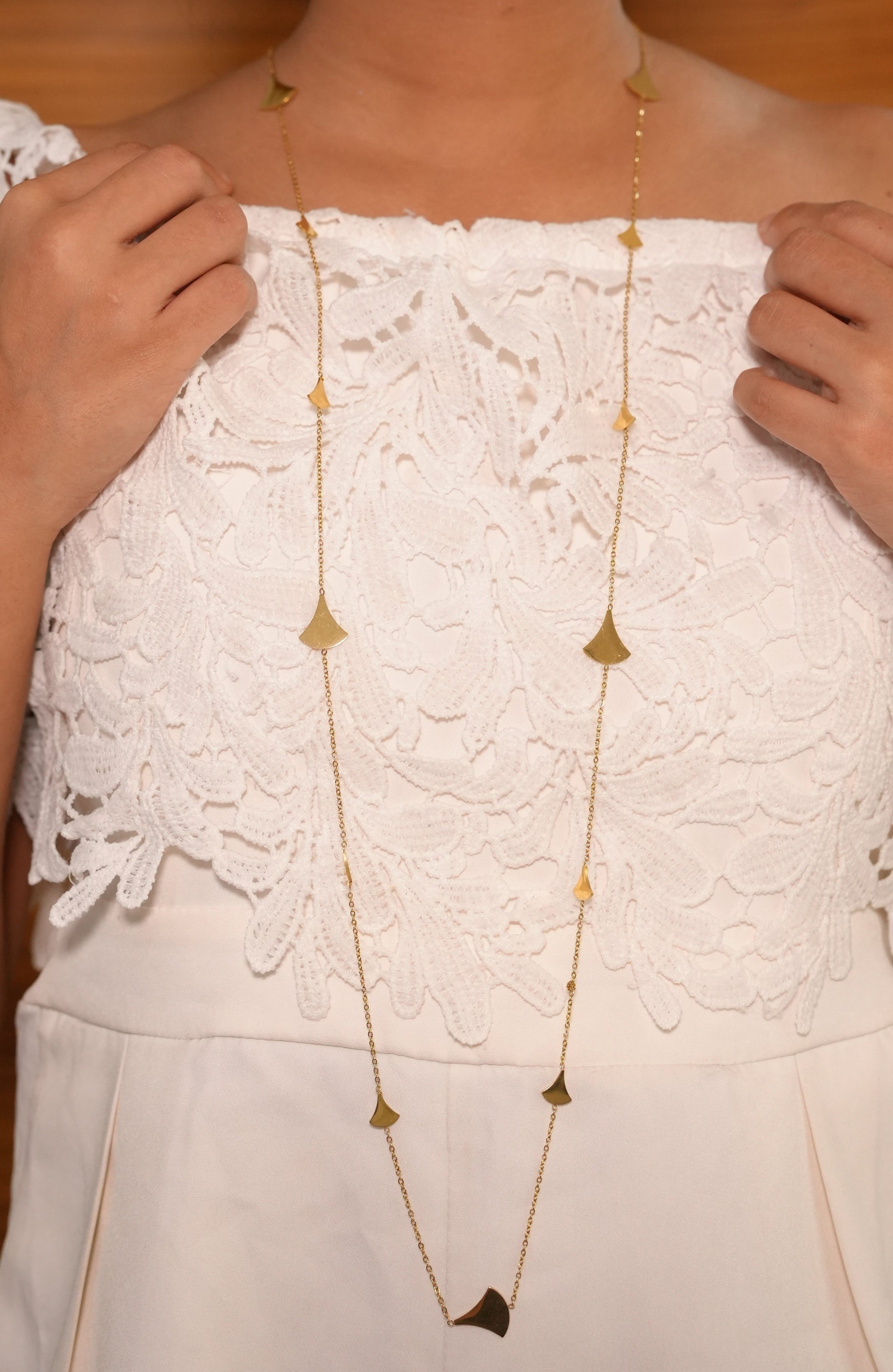 Fan Shaped Long Necklace