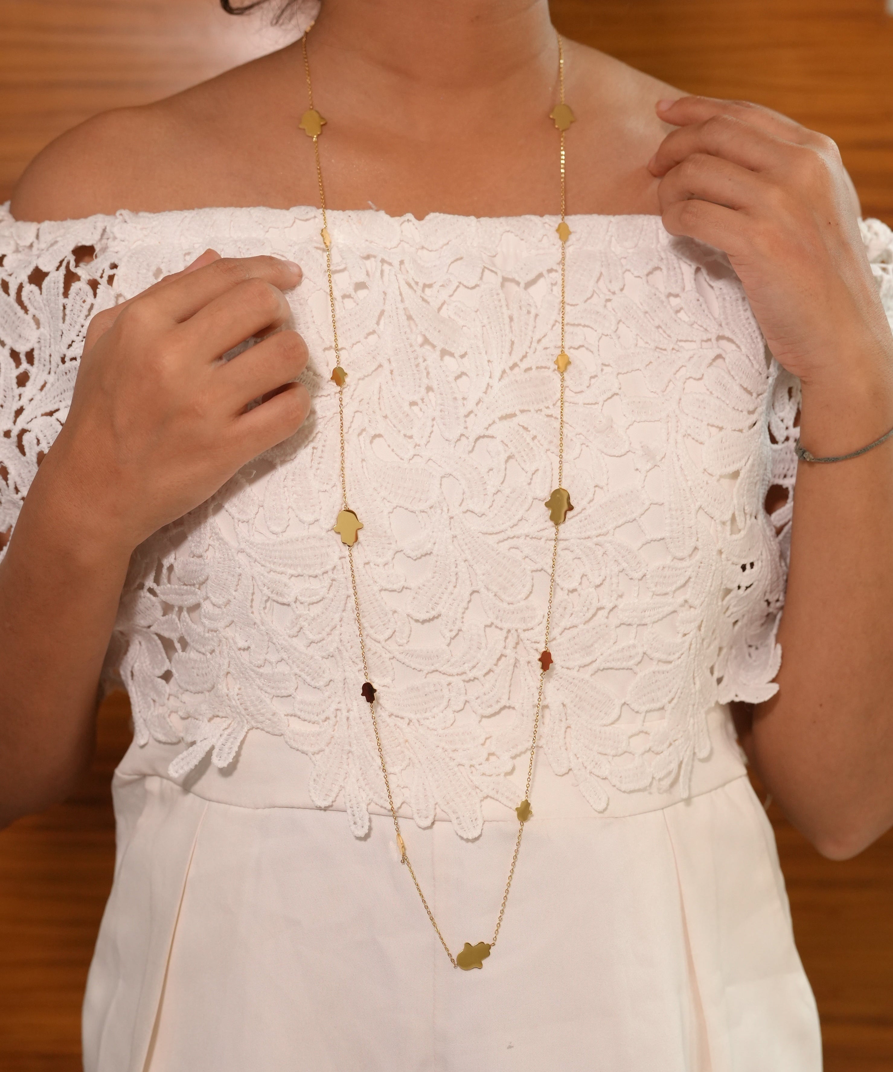 Humsa Hand Long Necklace