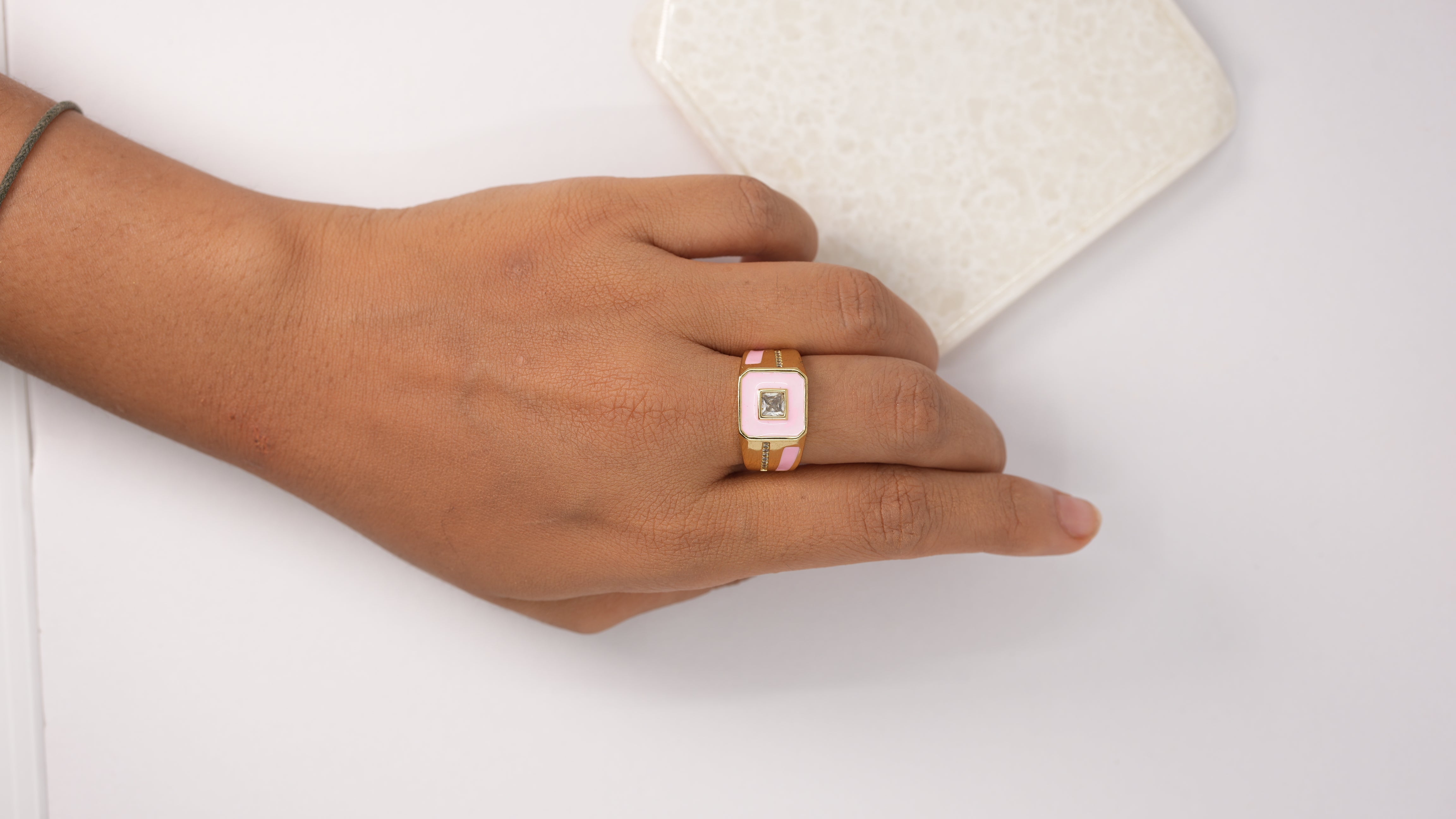 Blush charm ring
