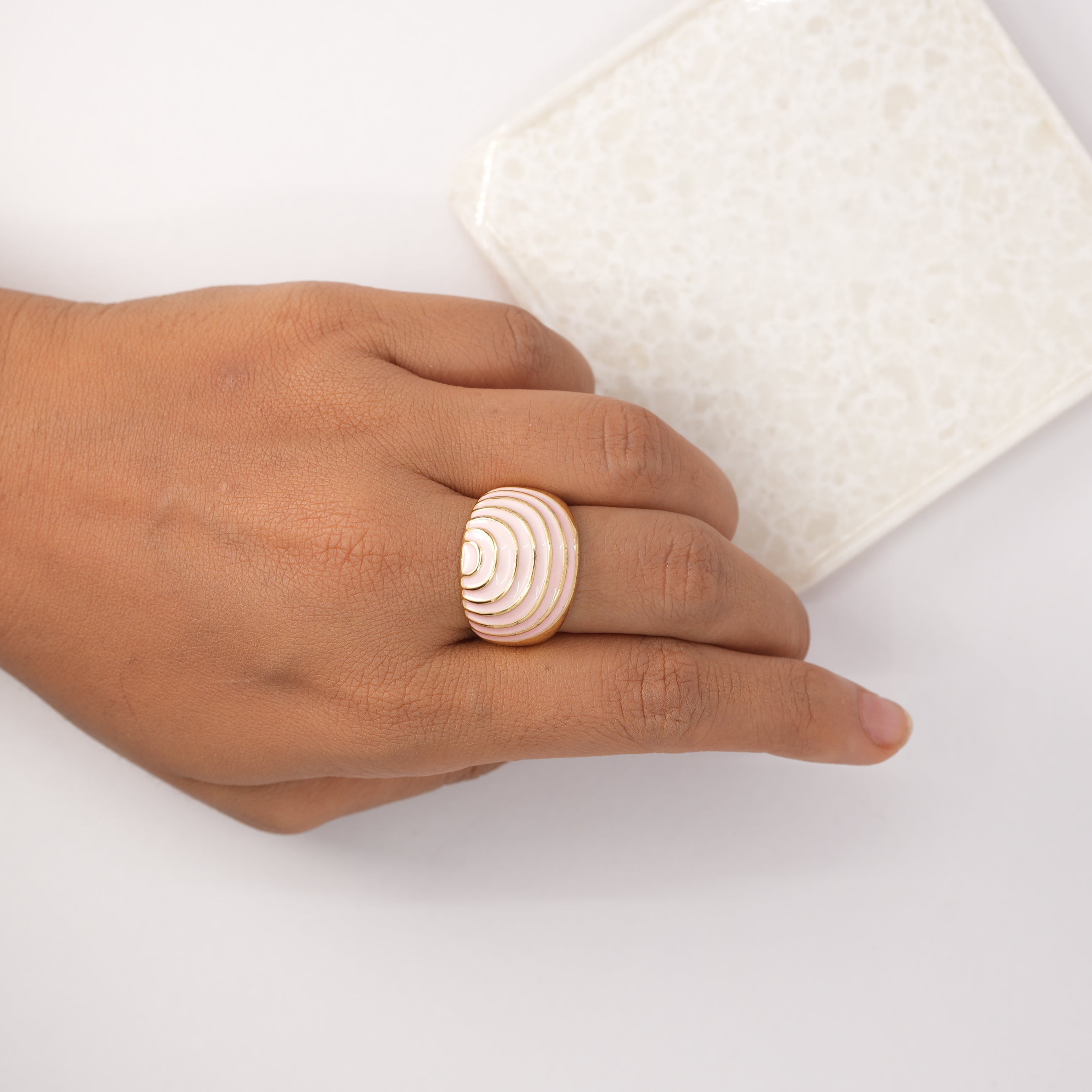Ripple Dome Pink Ring