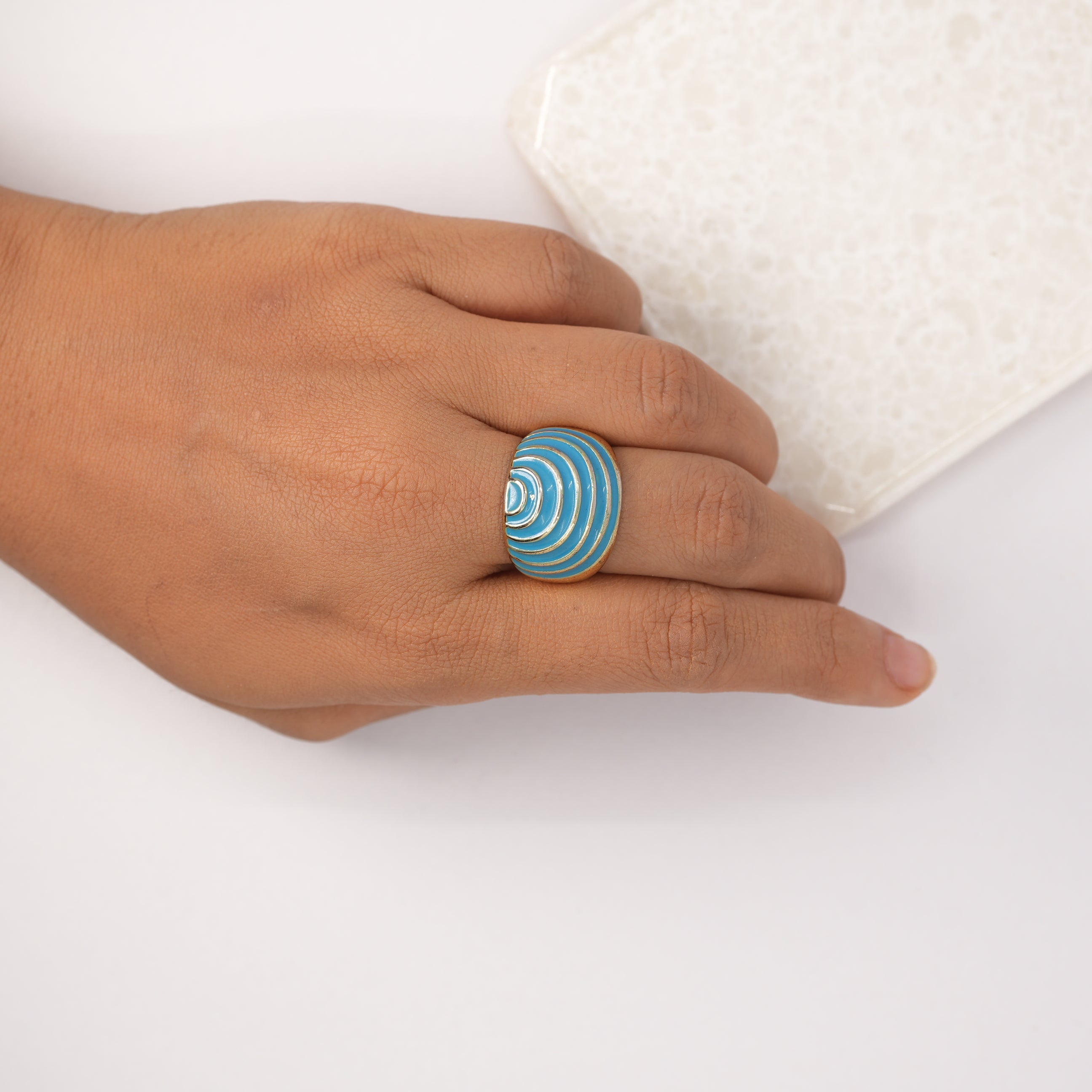 Ripple Dome Blue Ring