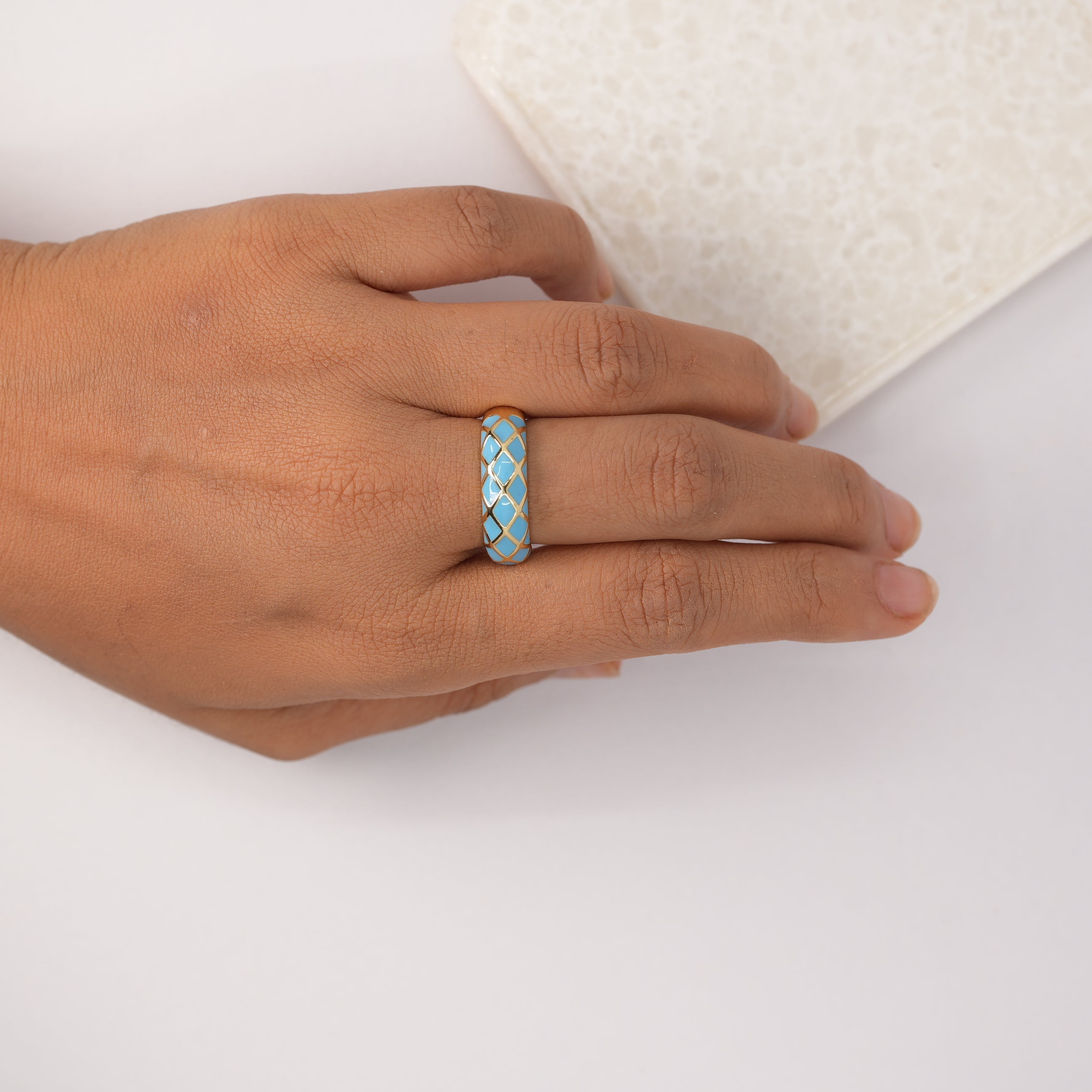 Criss Cross Blue Ring