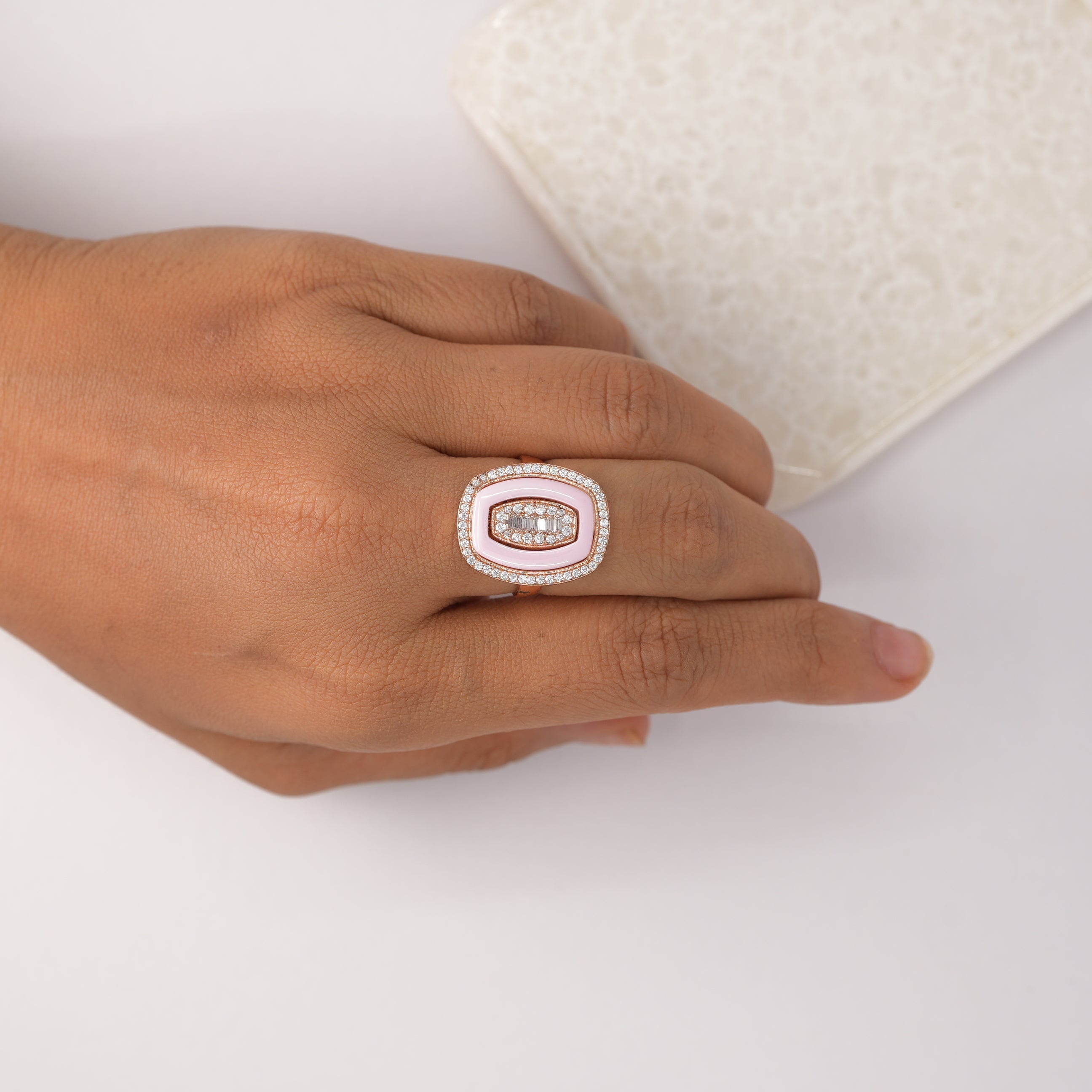 Blush Hexa Halo Ring