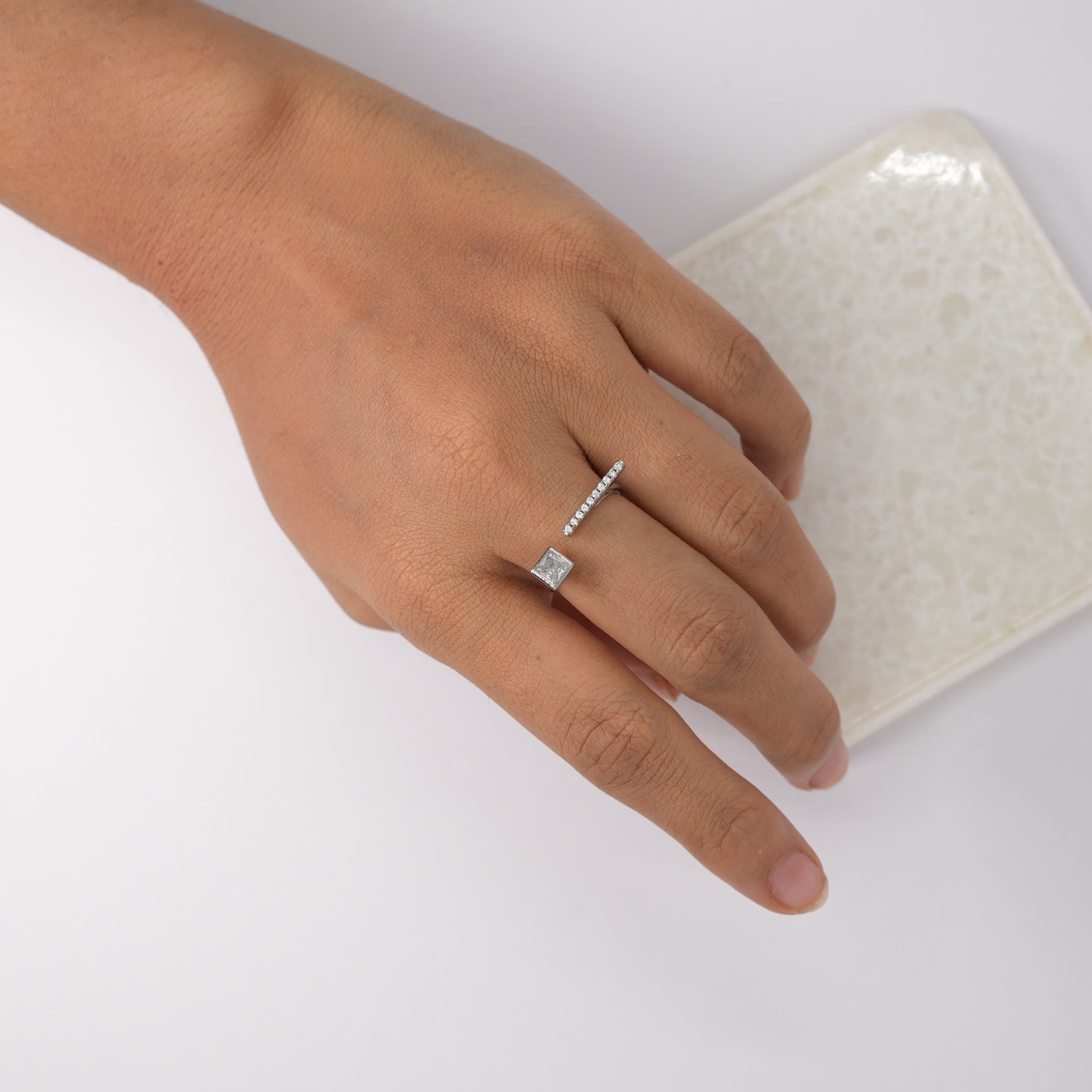 Sleek Silver Geometry Ring