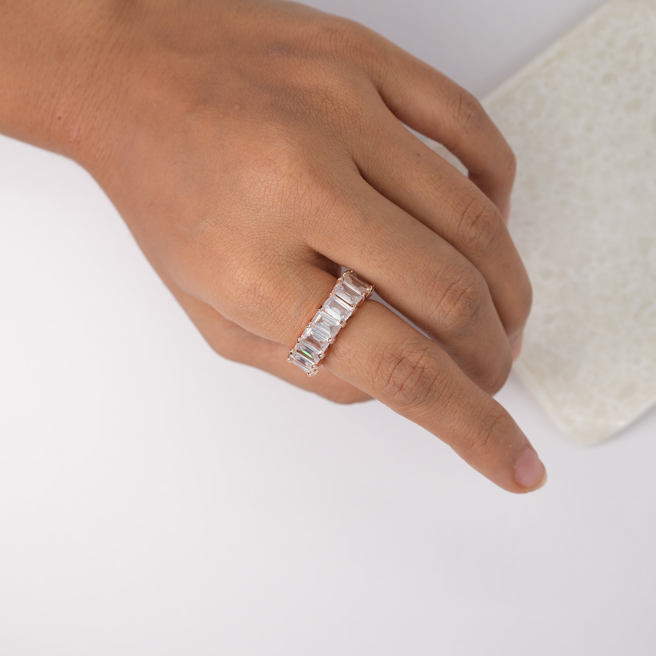 Rectangle  Cut Rosegold Ring