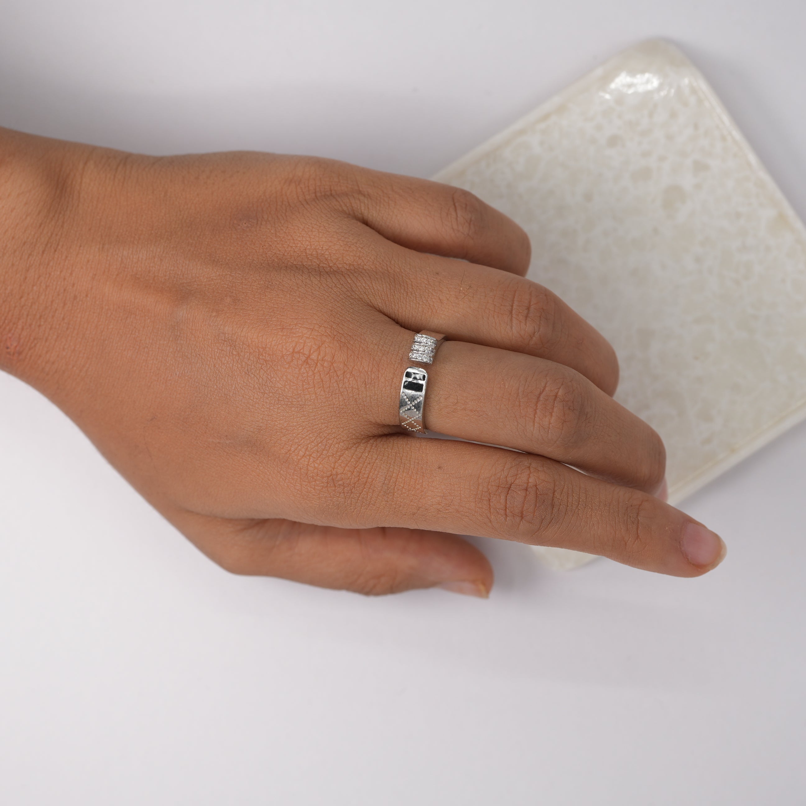 Silver Black Band Ring