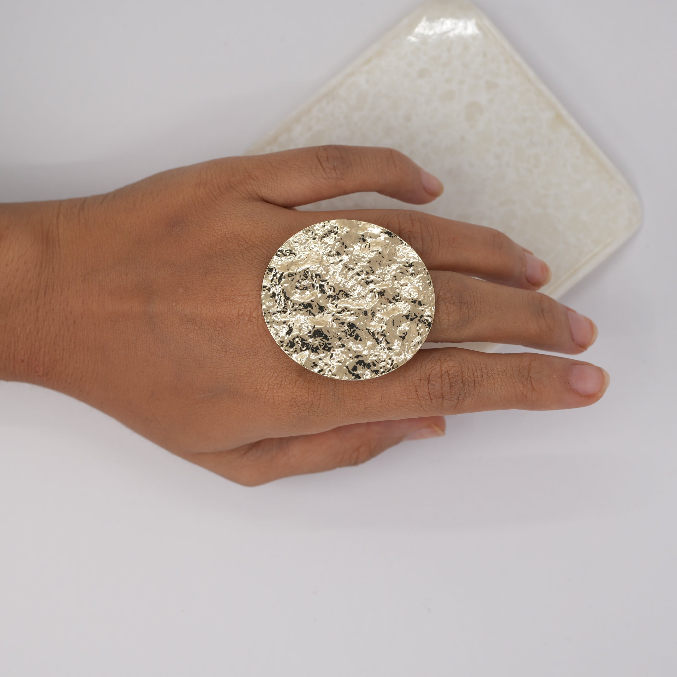 Hammered Halo Ring