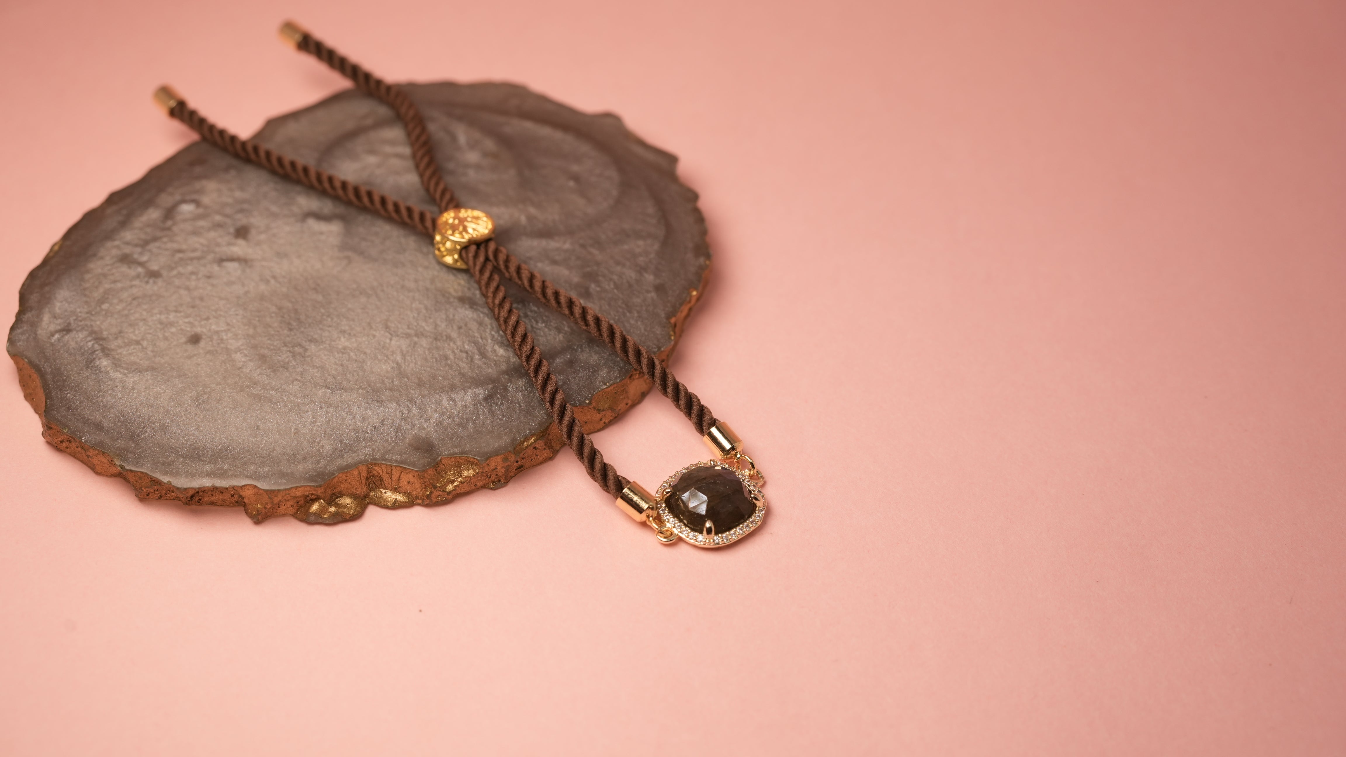 square brown chord bracelet