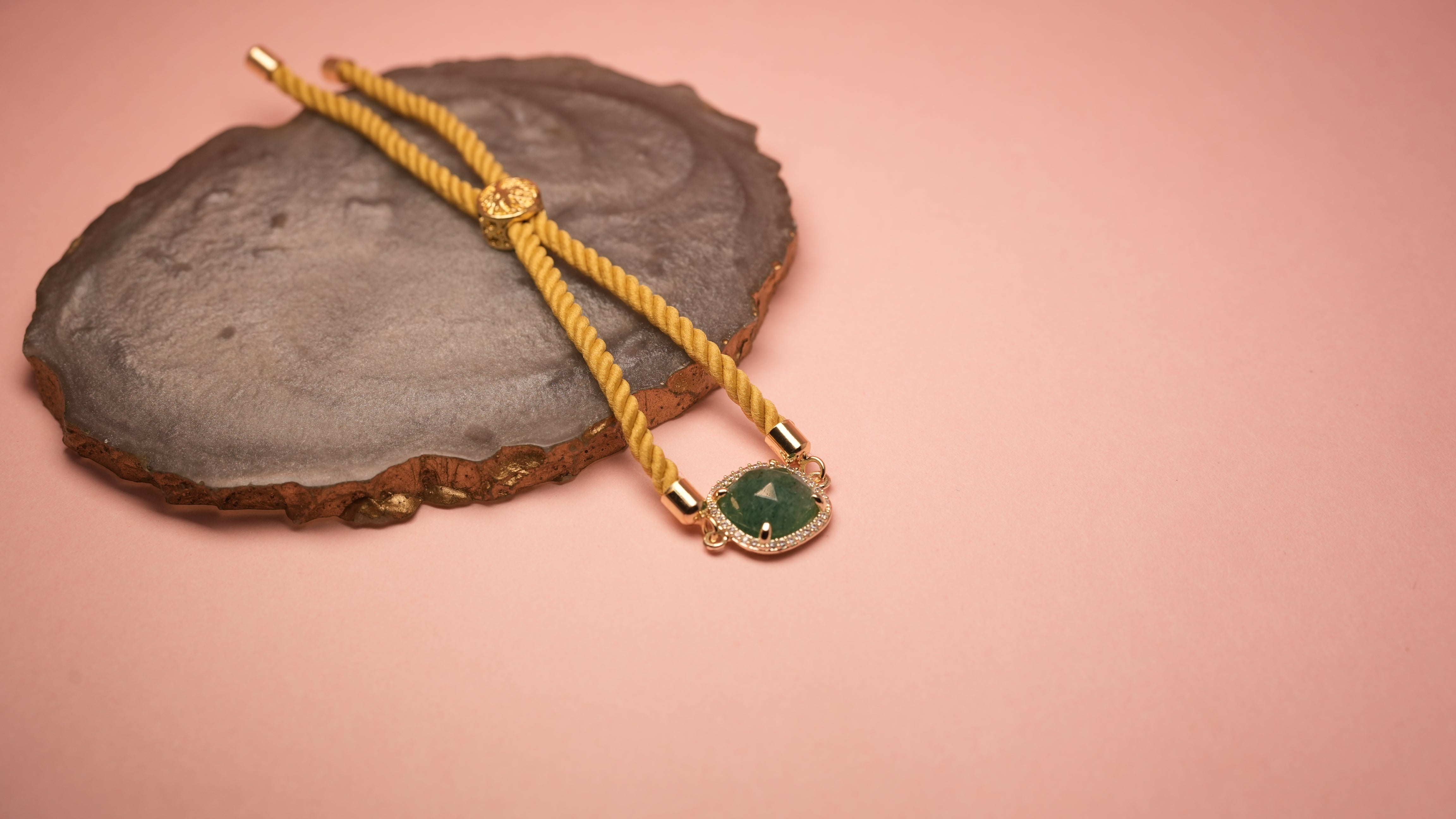 Square mustard yellow chord bracelet