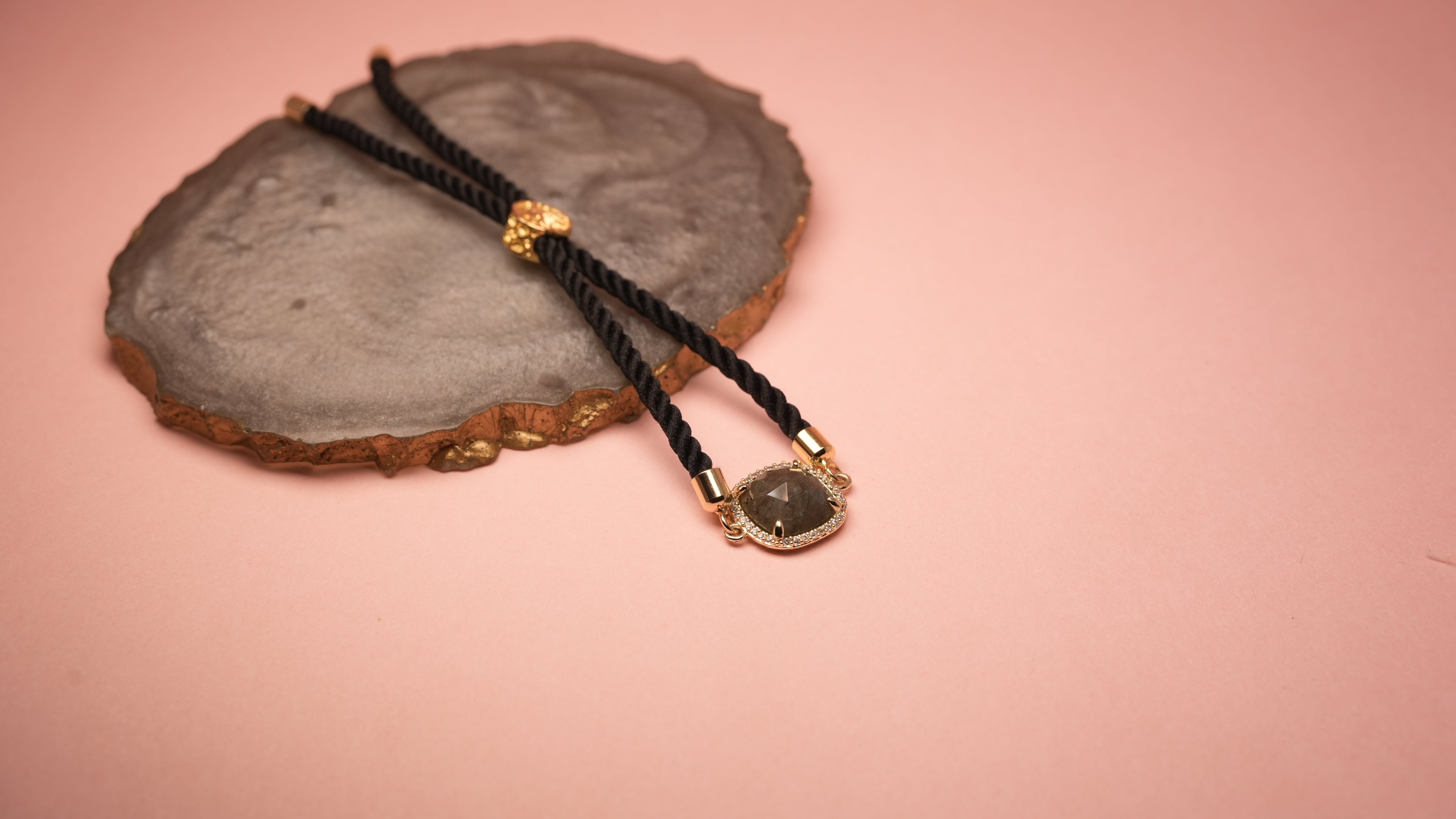 Square black chord bracelet