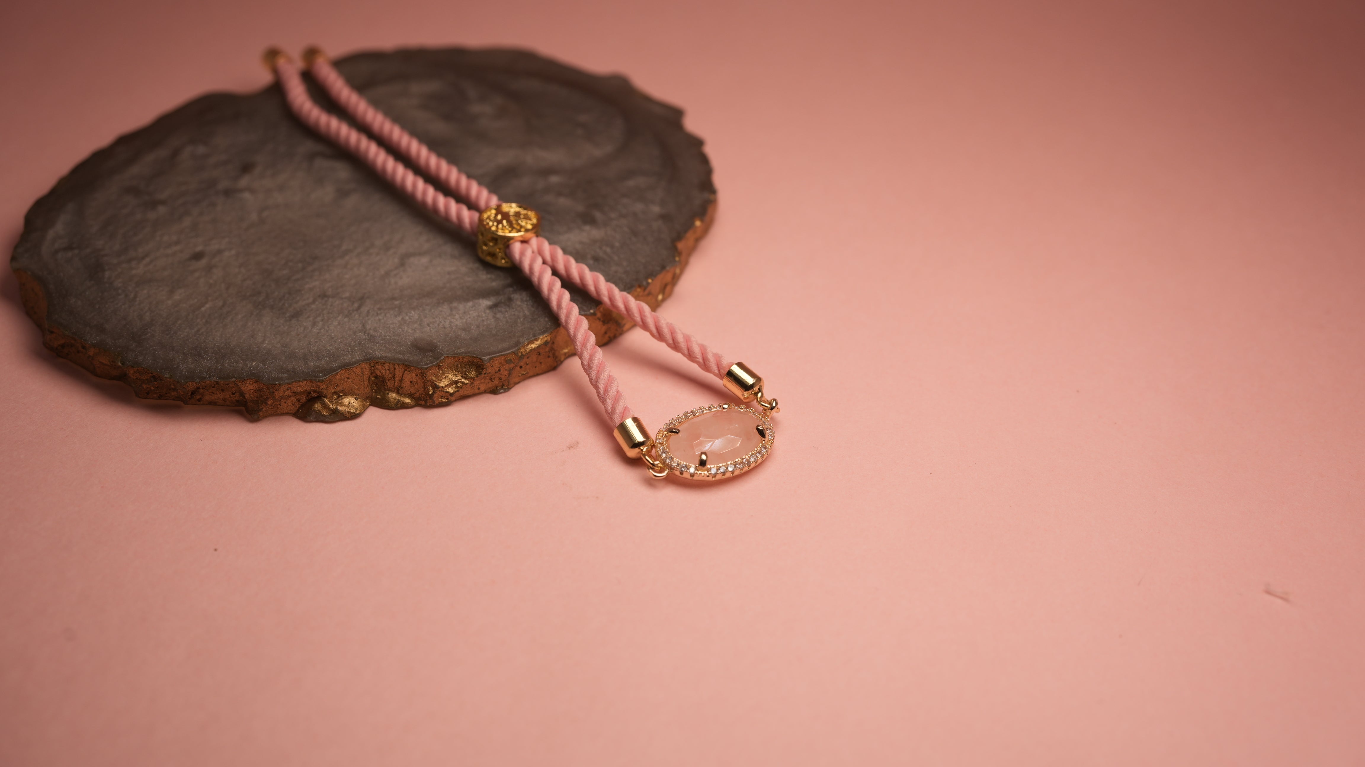 Oval pink chord bracelet