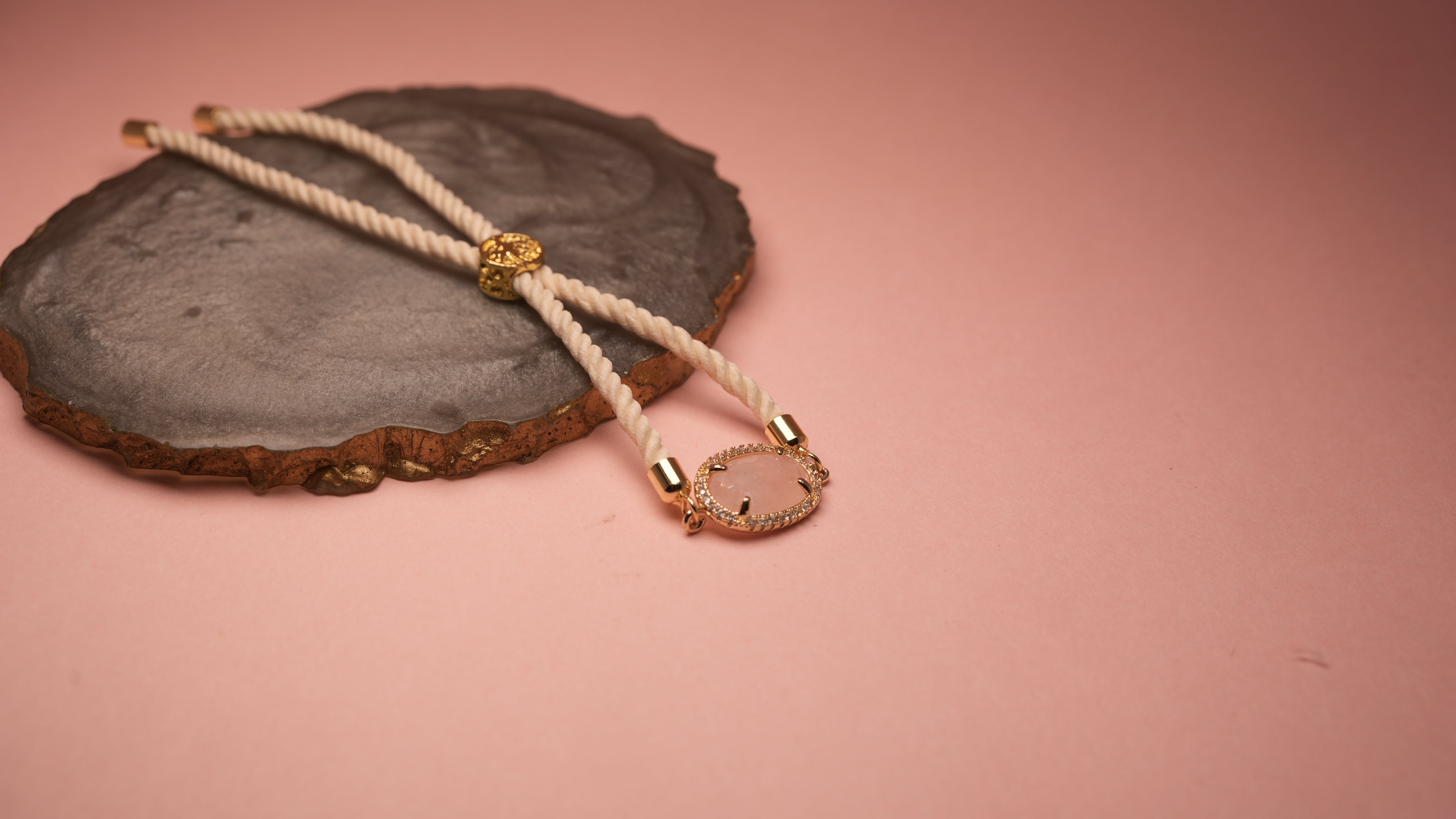 Oval white chord bracelet