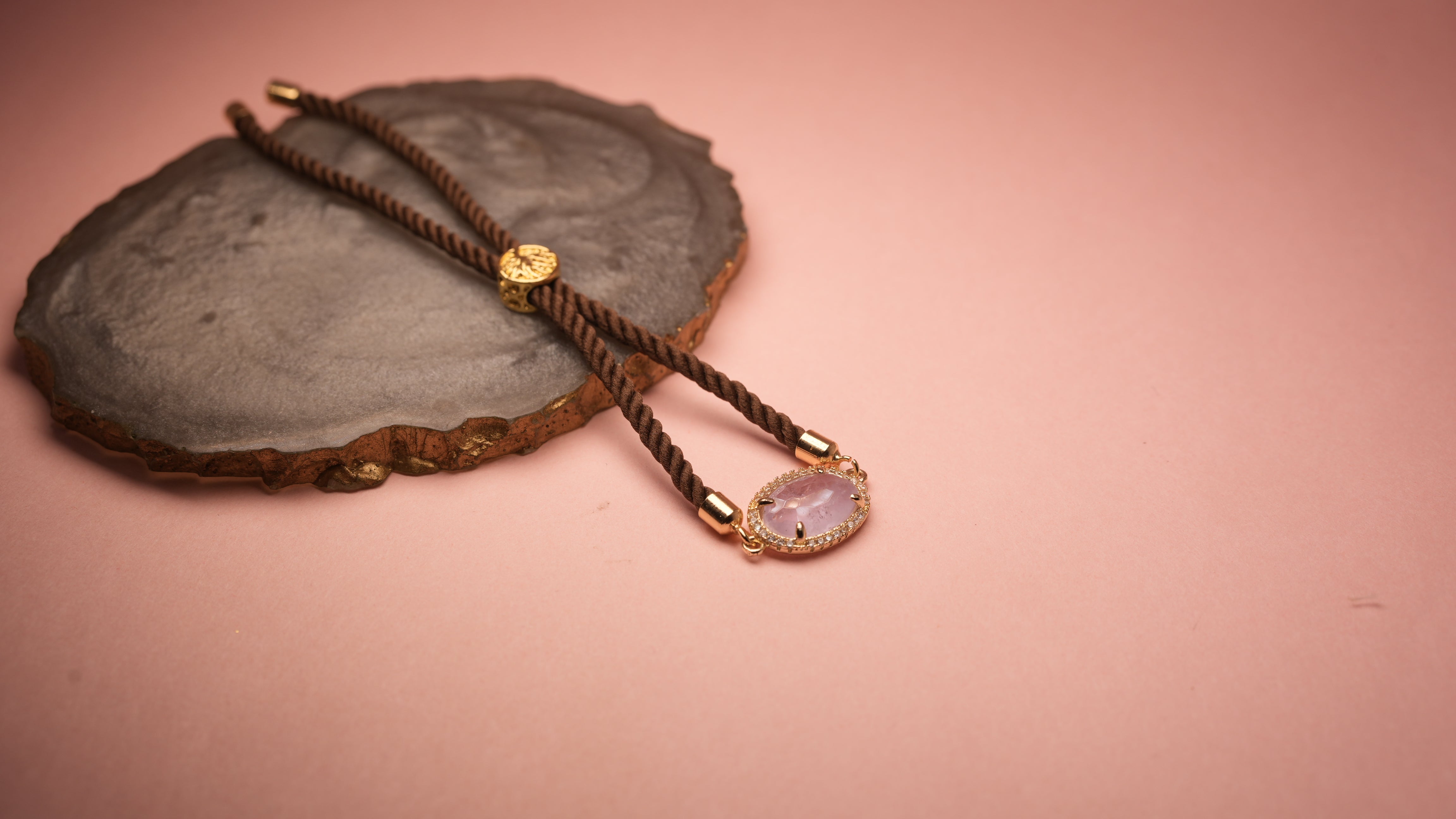 Oval brown chord bracelet
