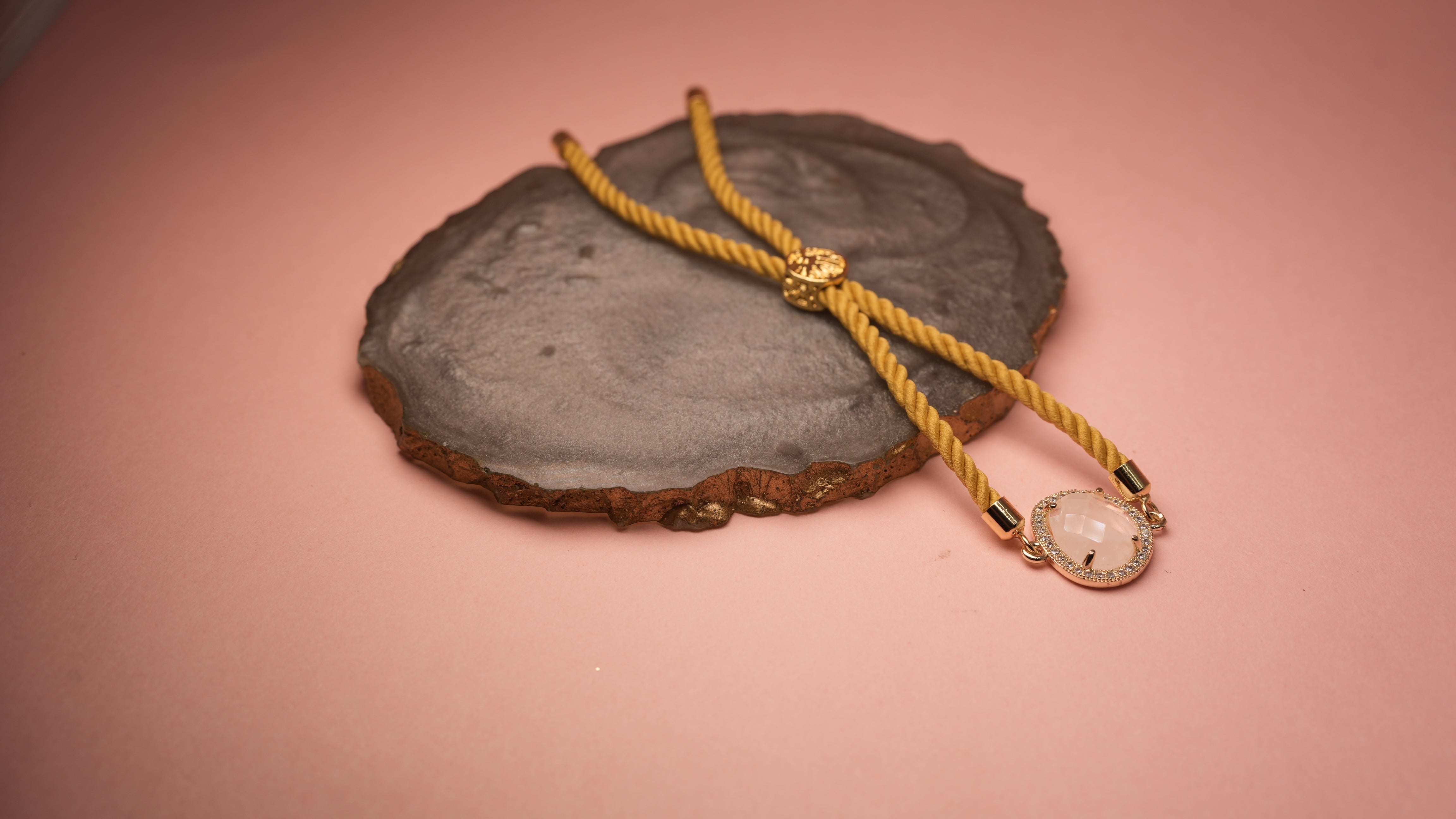 Opaque mustard yellow chord bracelet