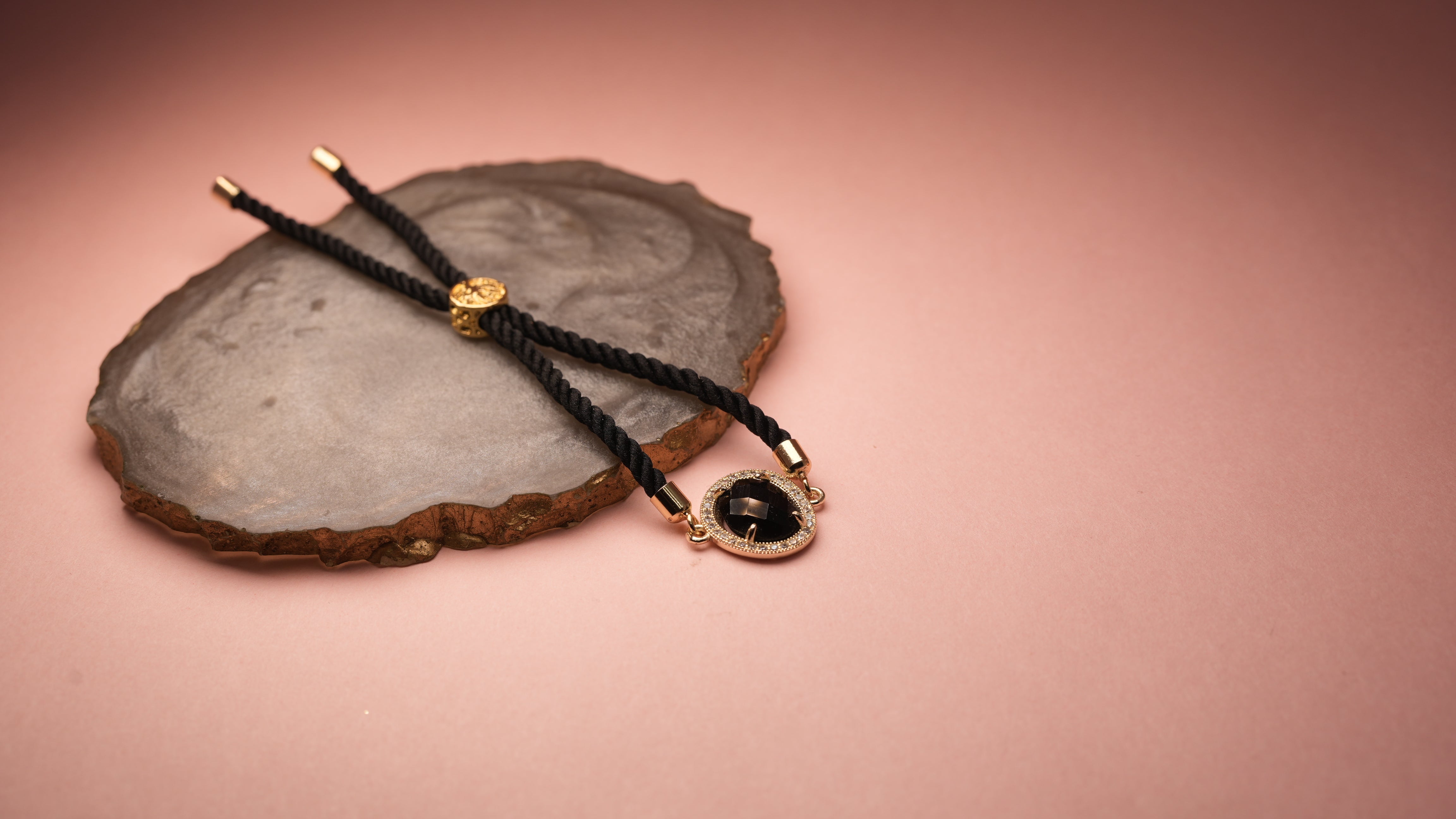 Opaque black chord bracelet