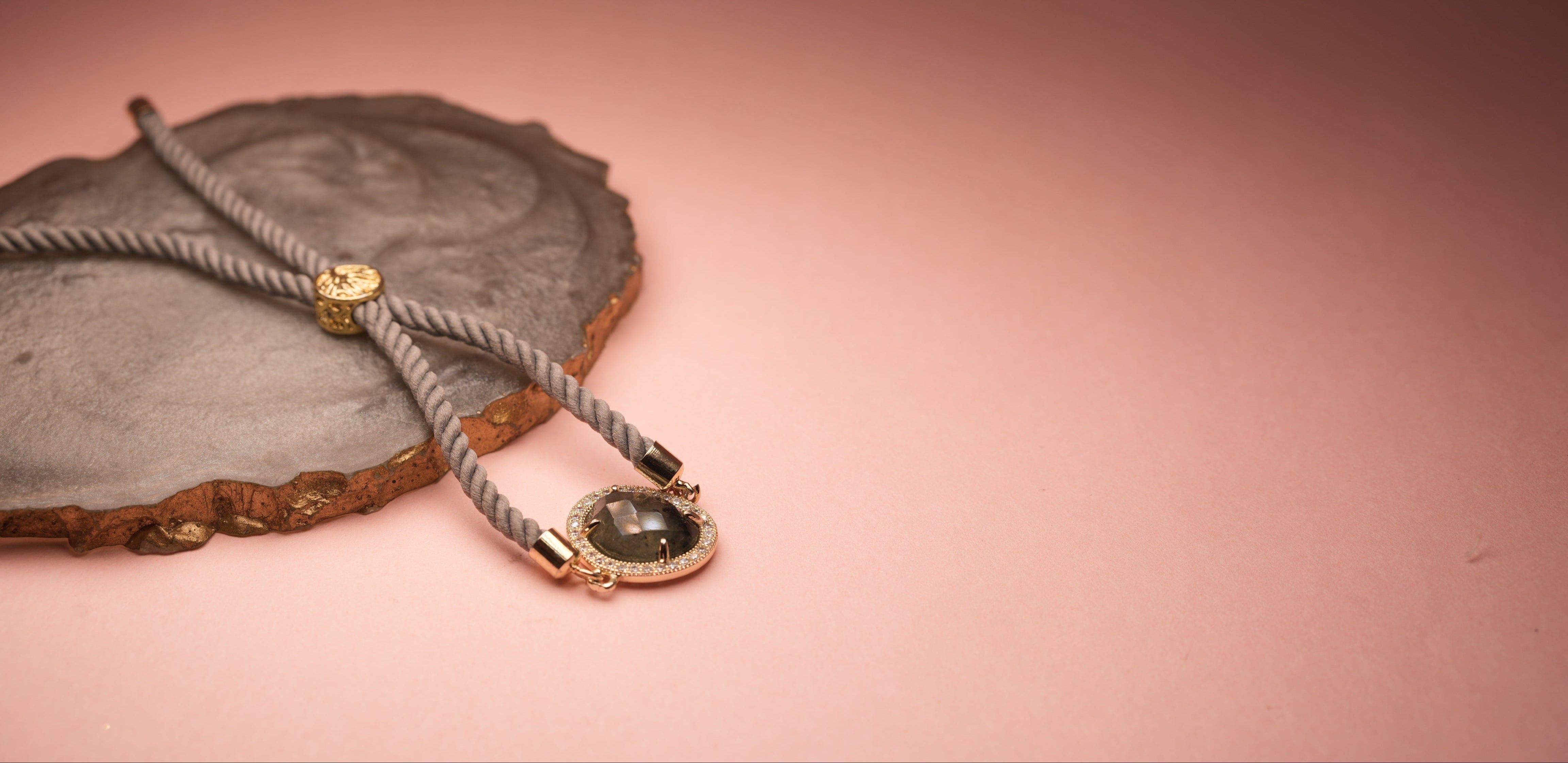 Opaque grey chord bracelet