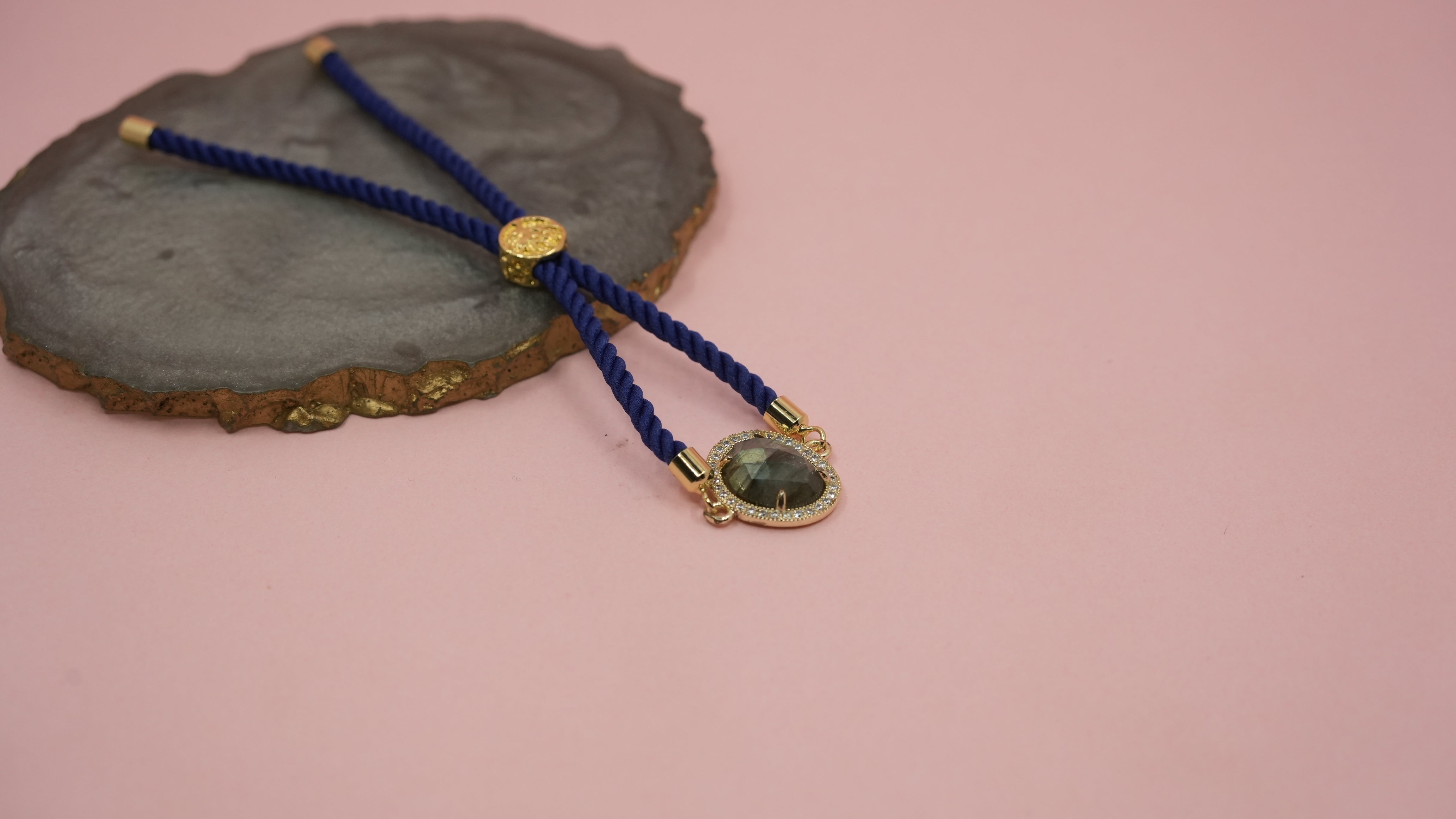 Opaque blue chord bracelet