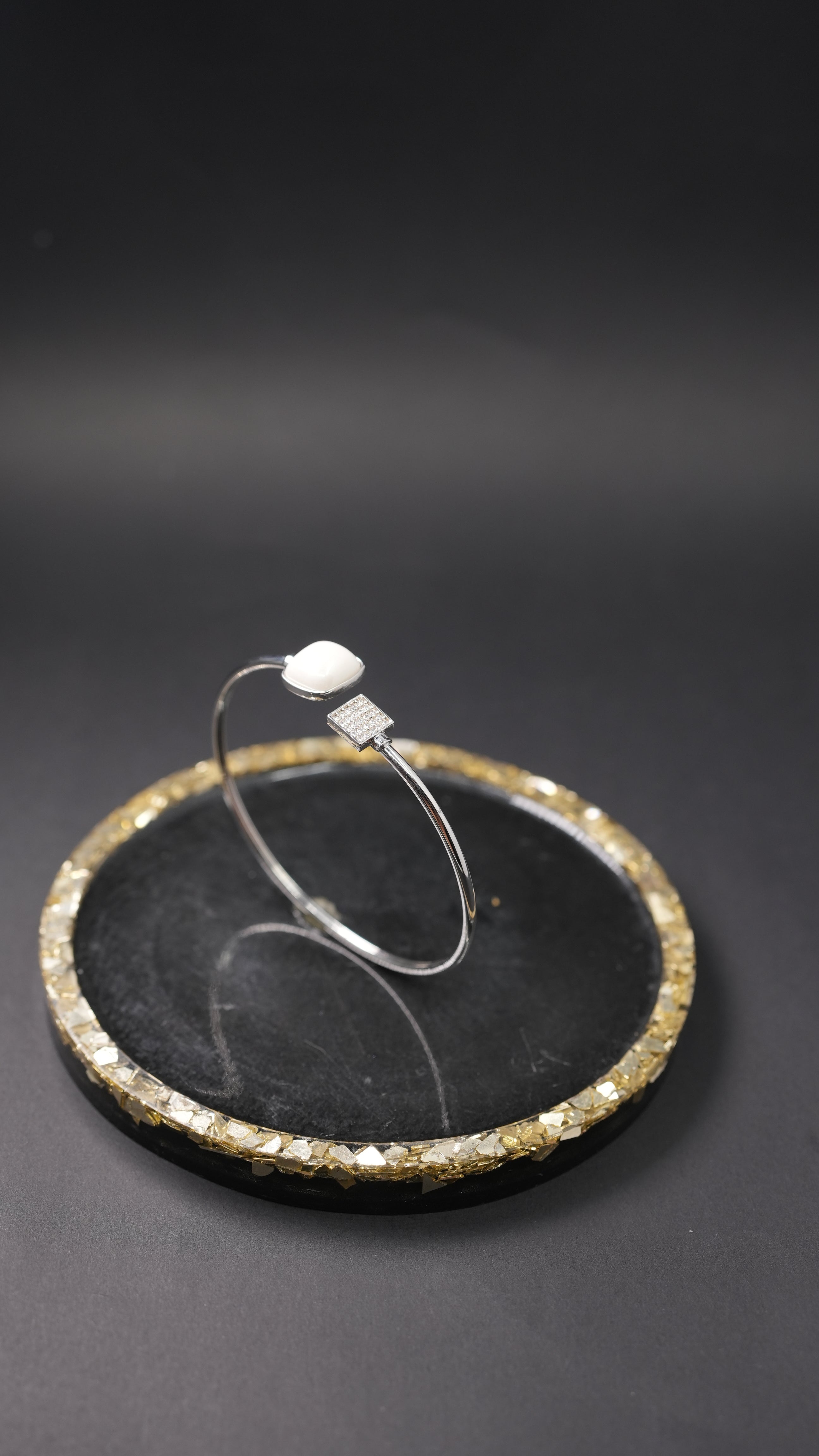 Square Studded Silver Cuff