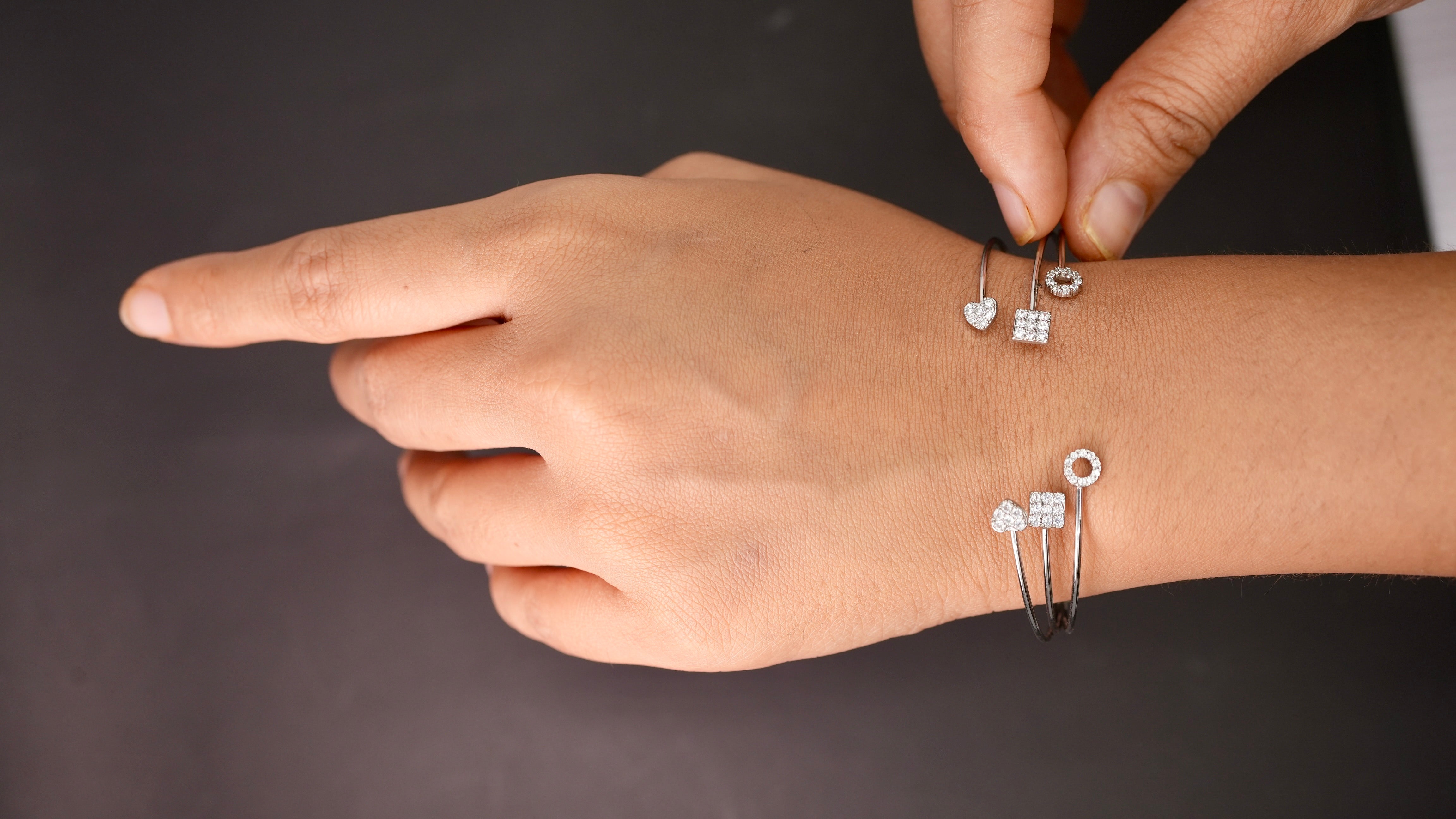 Abstract Silver Bracelet(STACK OF 3)
