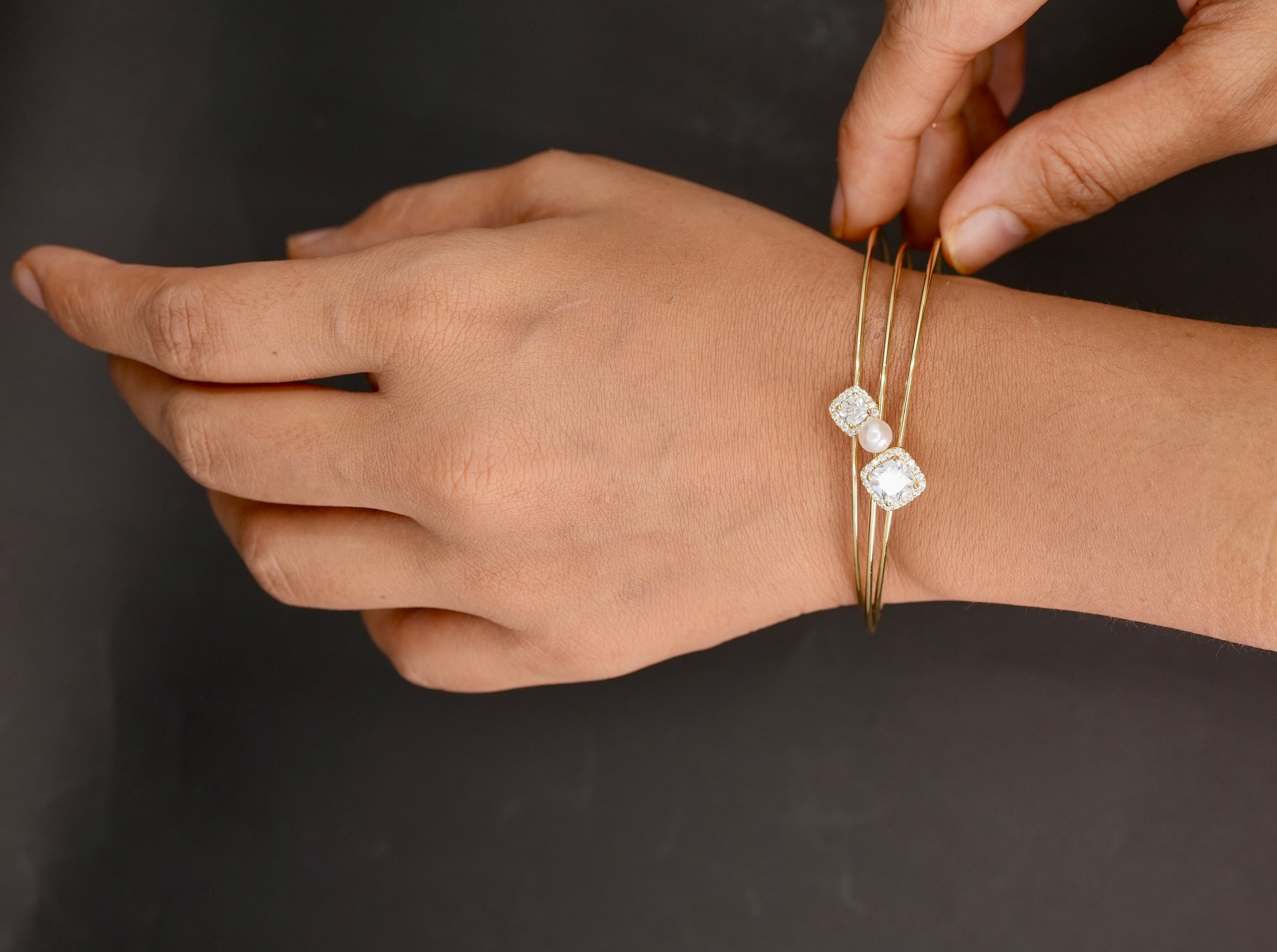 Solitaire pearl gold (Stack of 3)