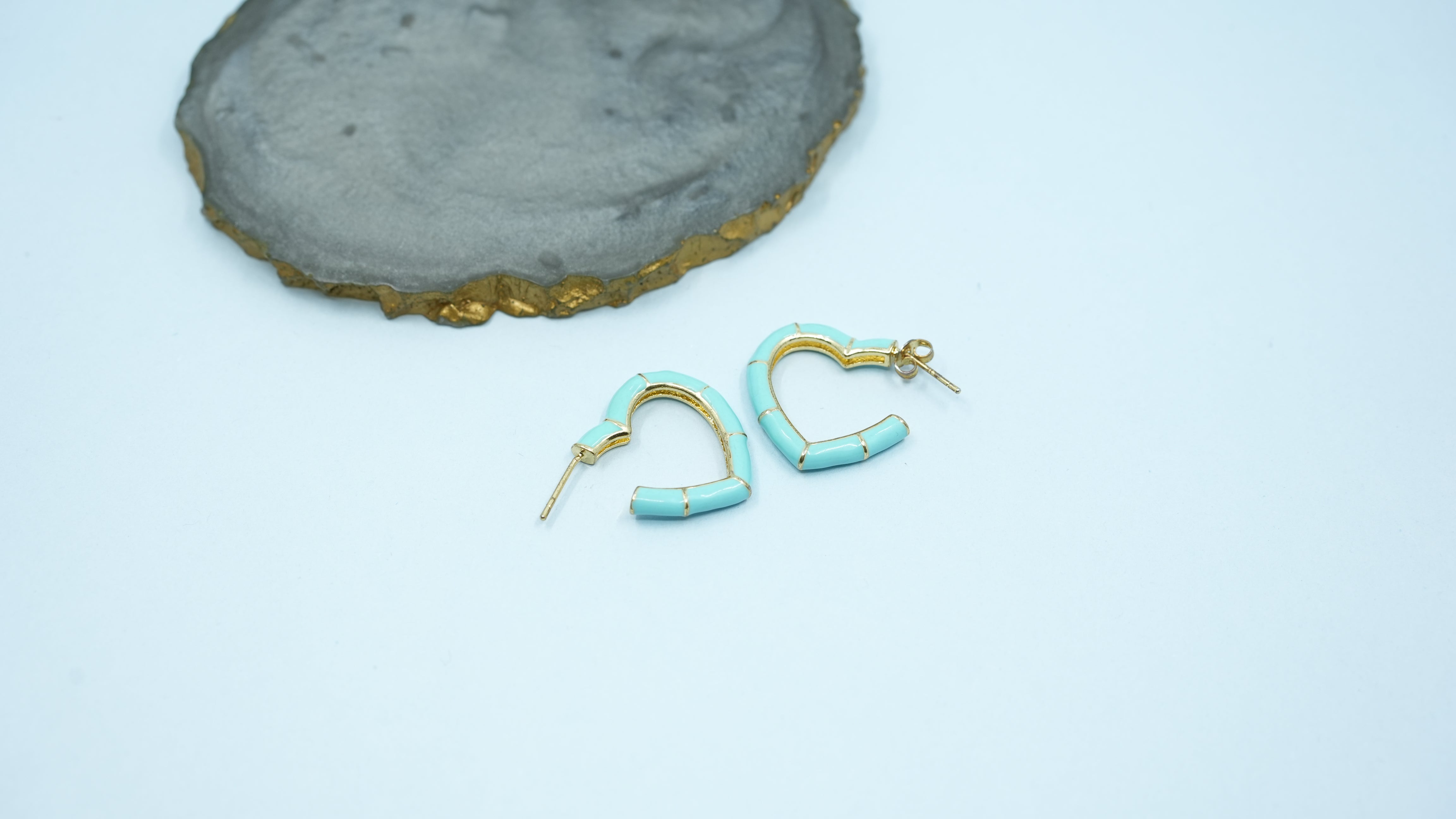 Sea green heart hoops