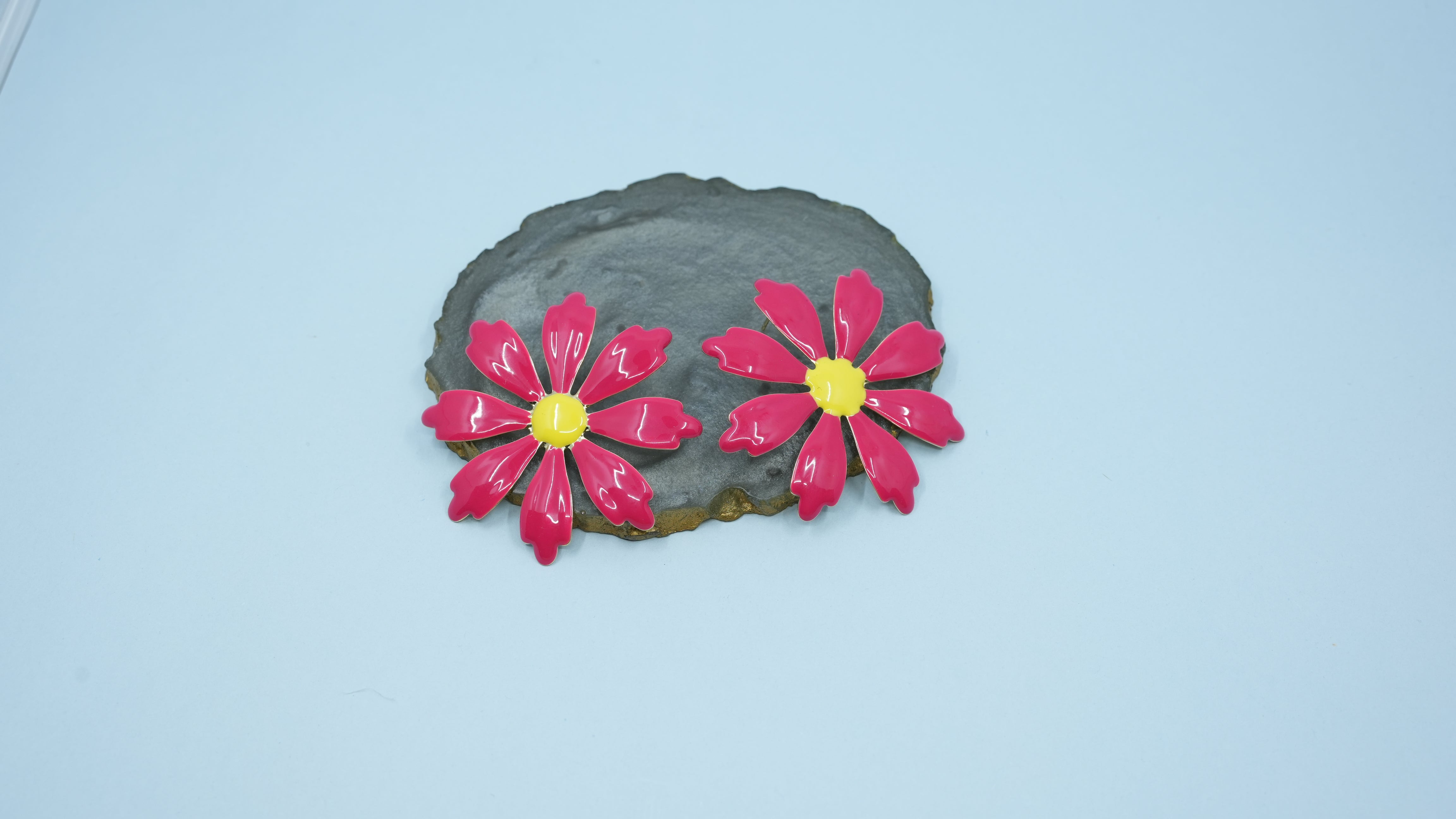 Red bloom earrings