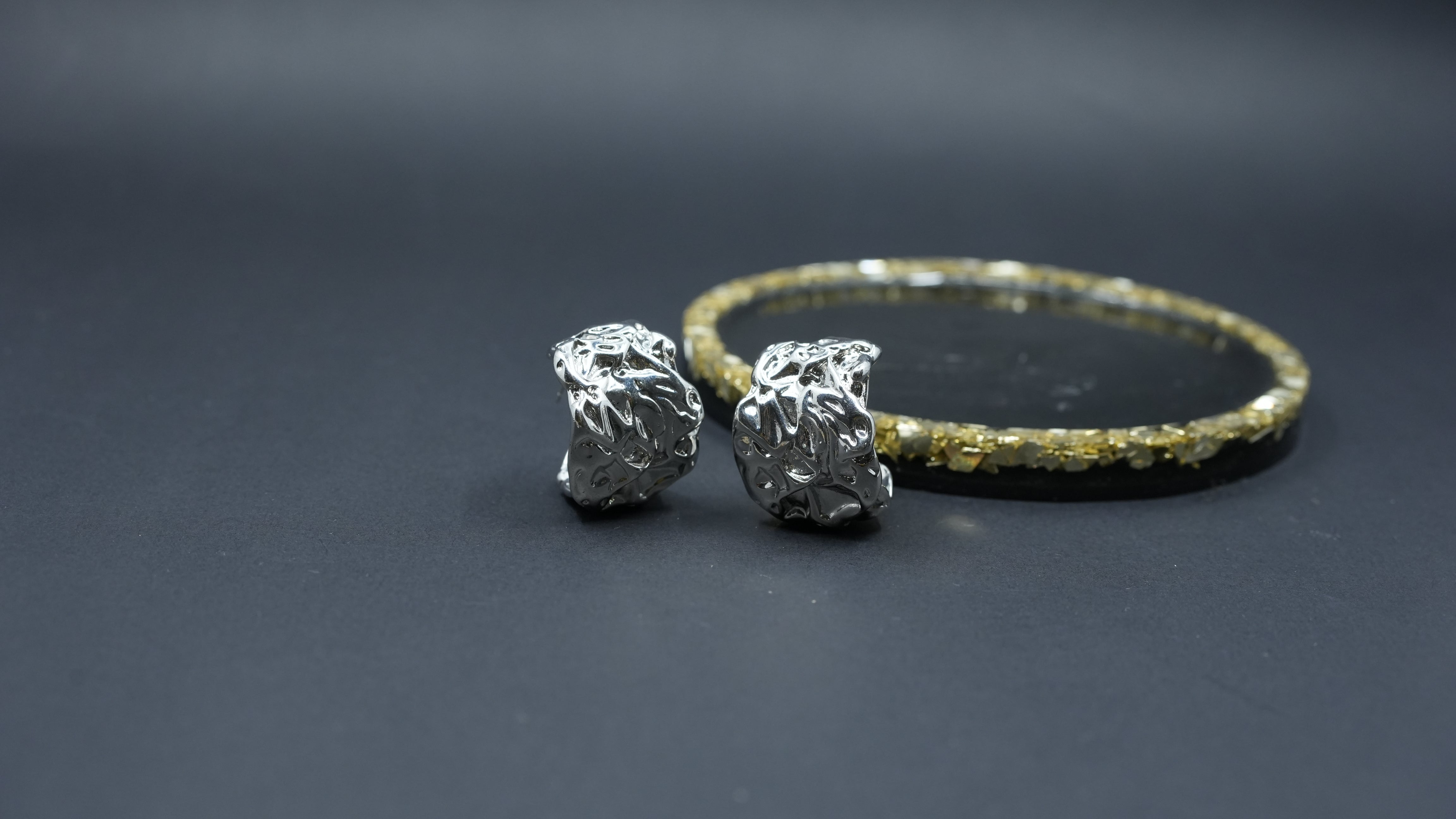Textured silver hoop
