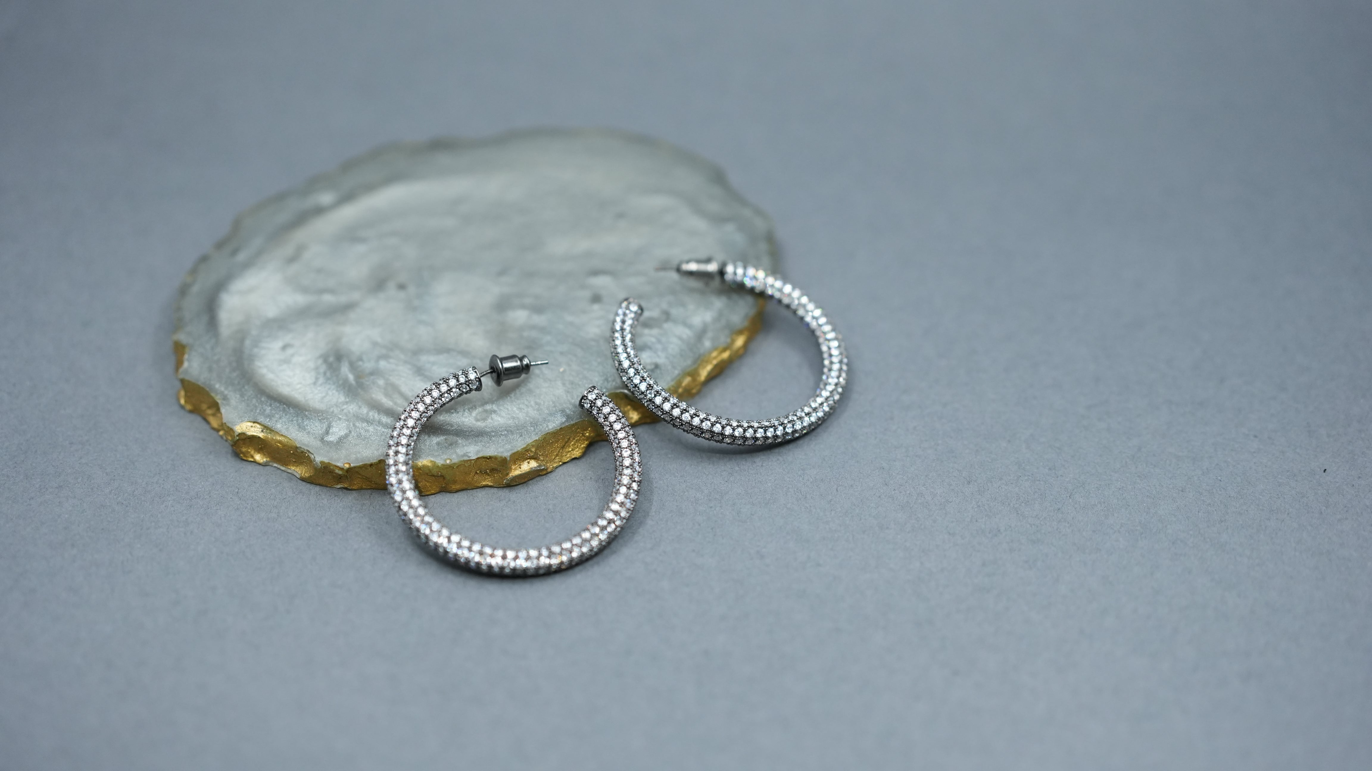 Gun Metal Large Hoops