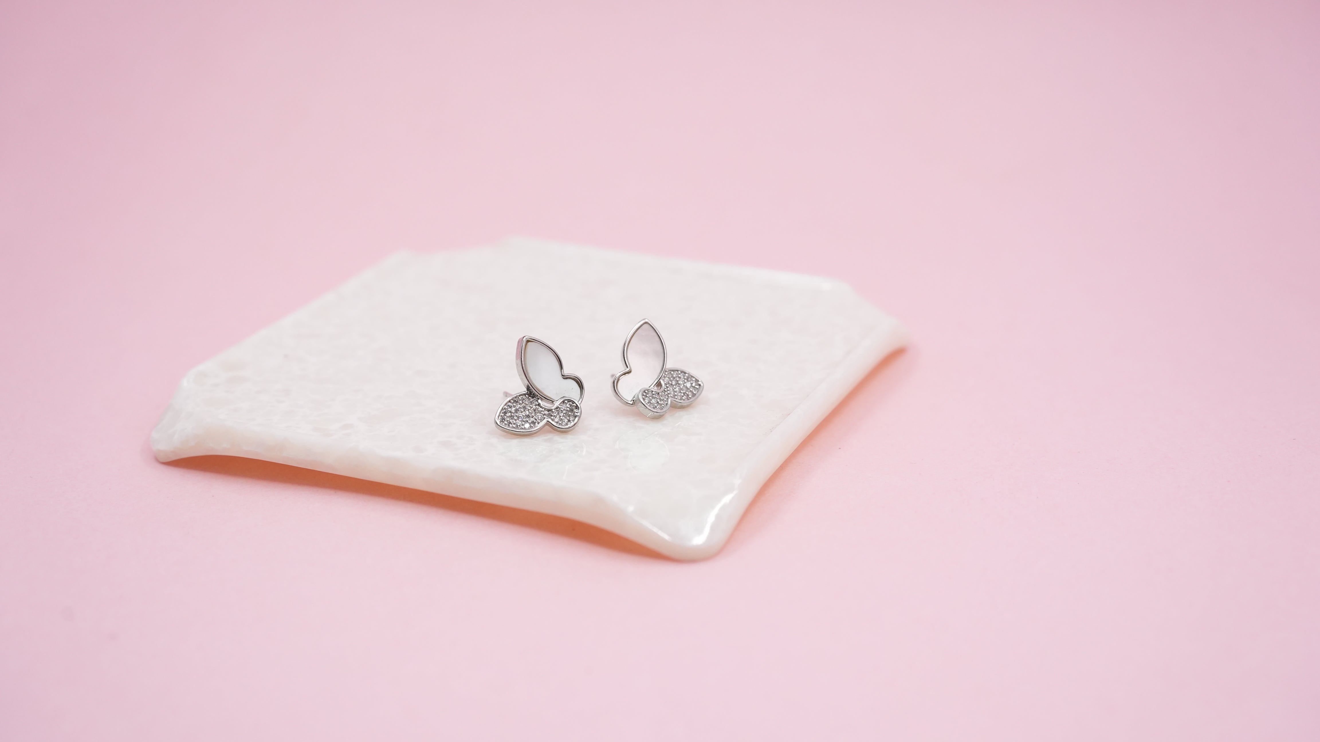 Silver butterfly stud