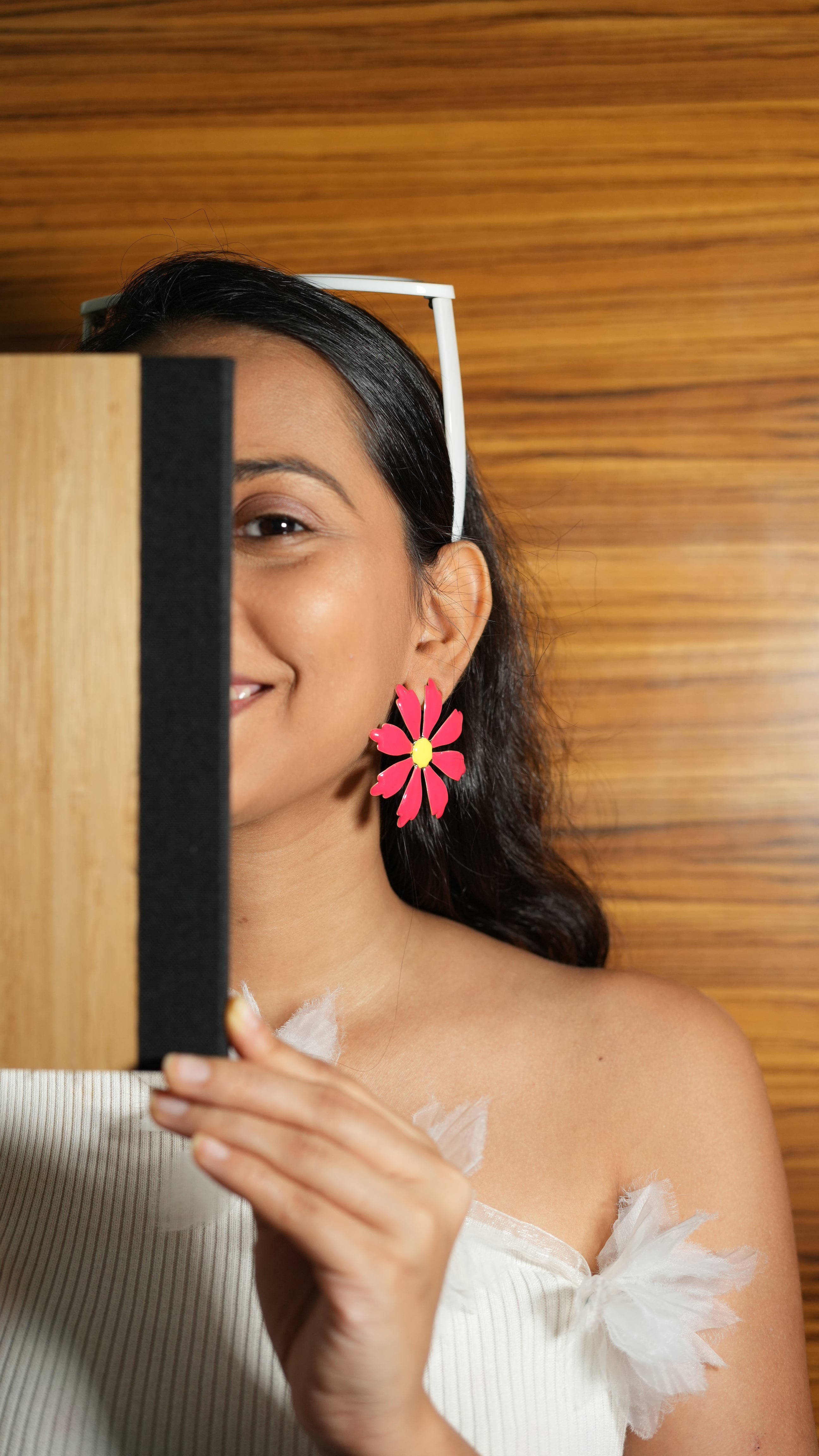 Red bloom earrings